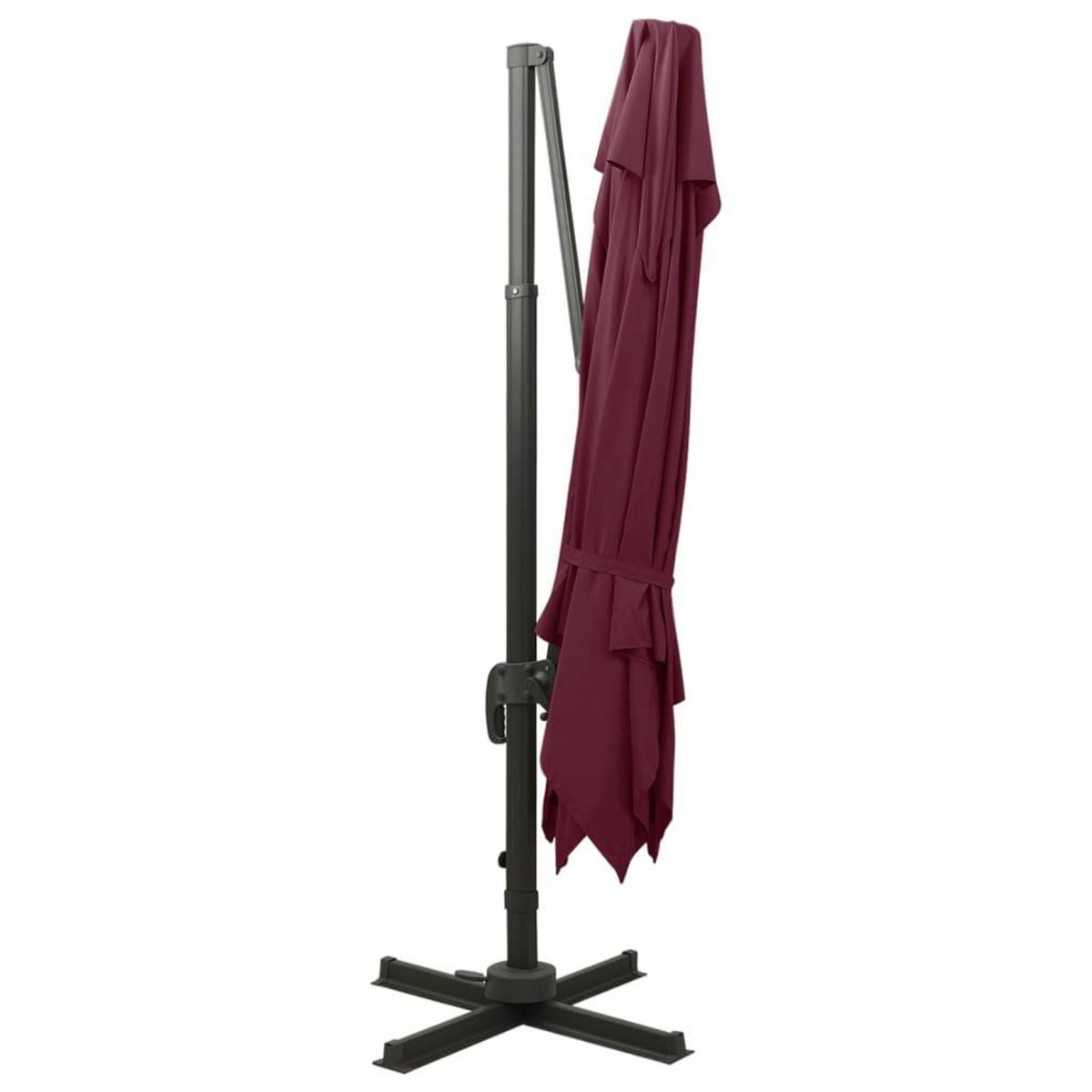 VIDAXL Parasol de jardin en porte-a-faux a double toit rouge bordeaux