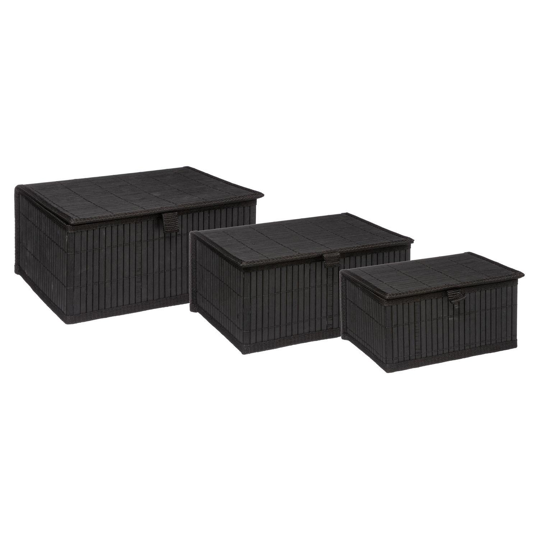 FIVE Trio de boites rectangulaire en bambou. Coloris disponibles : Beige