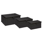 FIVE Trio de boites rectangulaire en bambou. Coloris disponibles : Beige