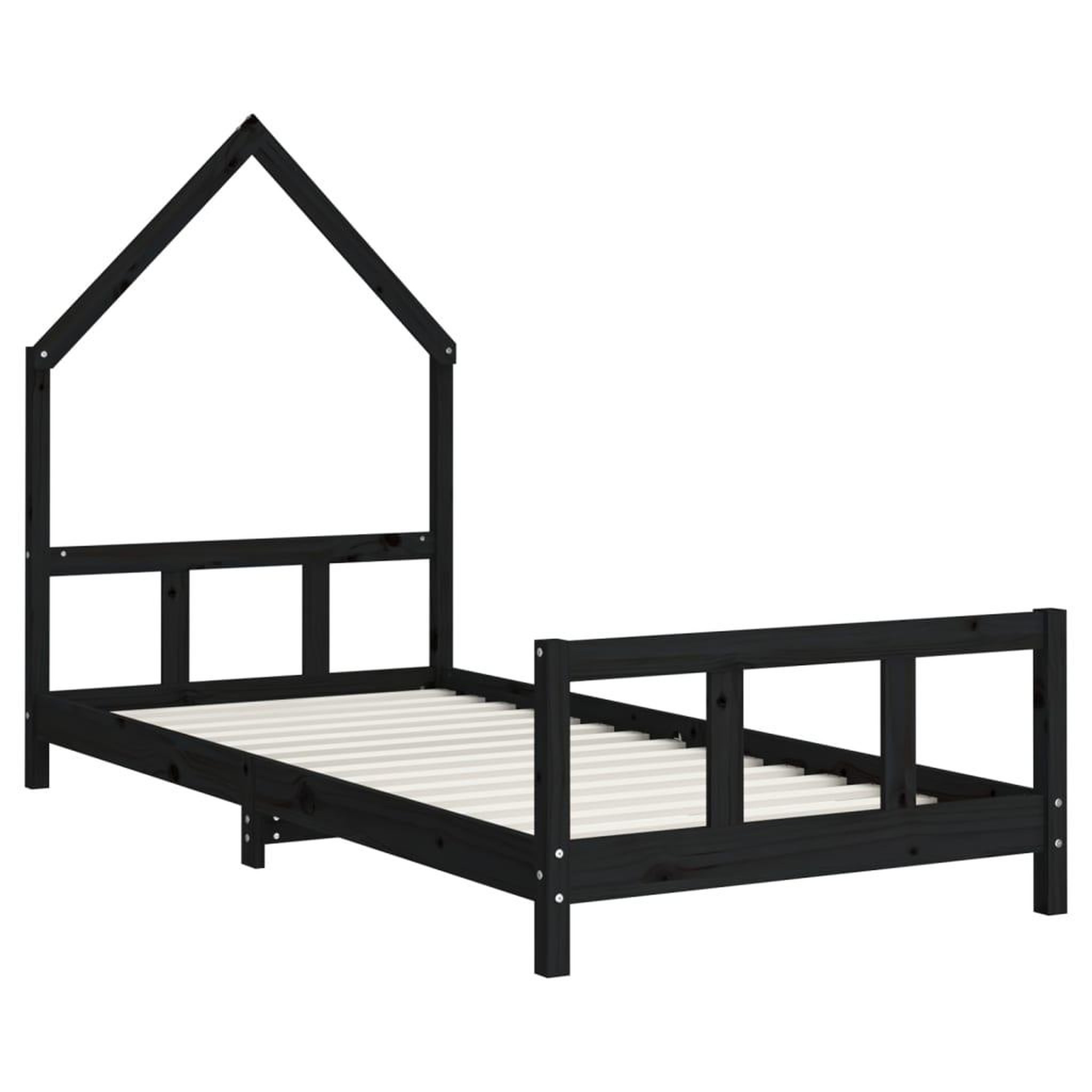 Voir la diapositive 3 : VIDAXL Cadre de lit pour enfants noir 90x190 cm bois de pin massif
