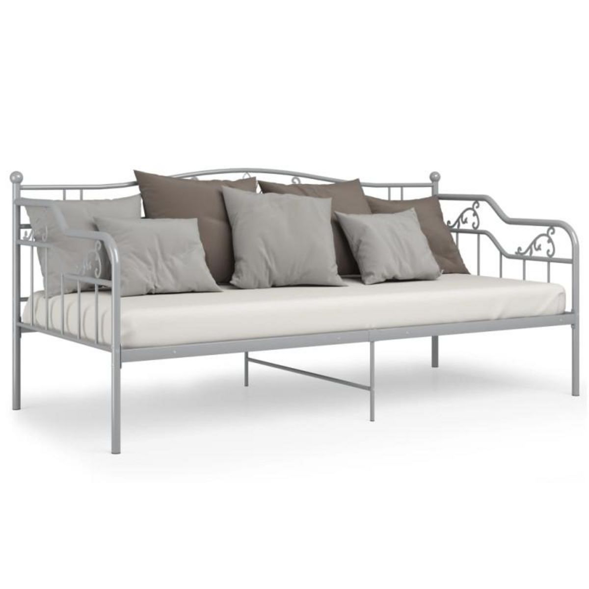 VIDAXL Cadre de canapé lit sans matelas gris métal 90x200 cm