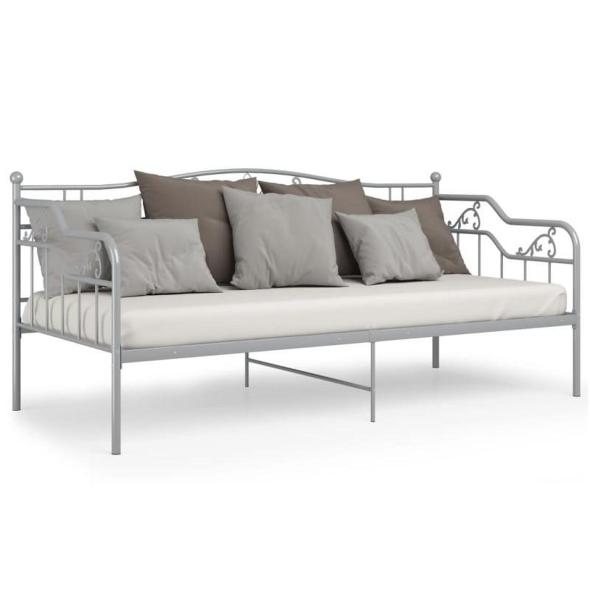 VIDAXL Cadre de canapé lit sans matelas gris métal 90x200 cm