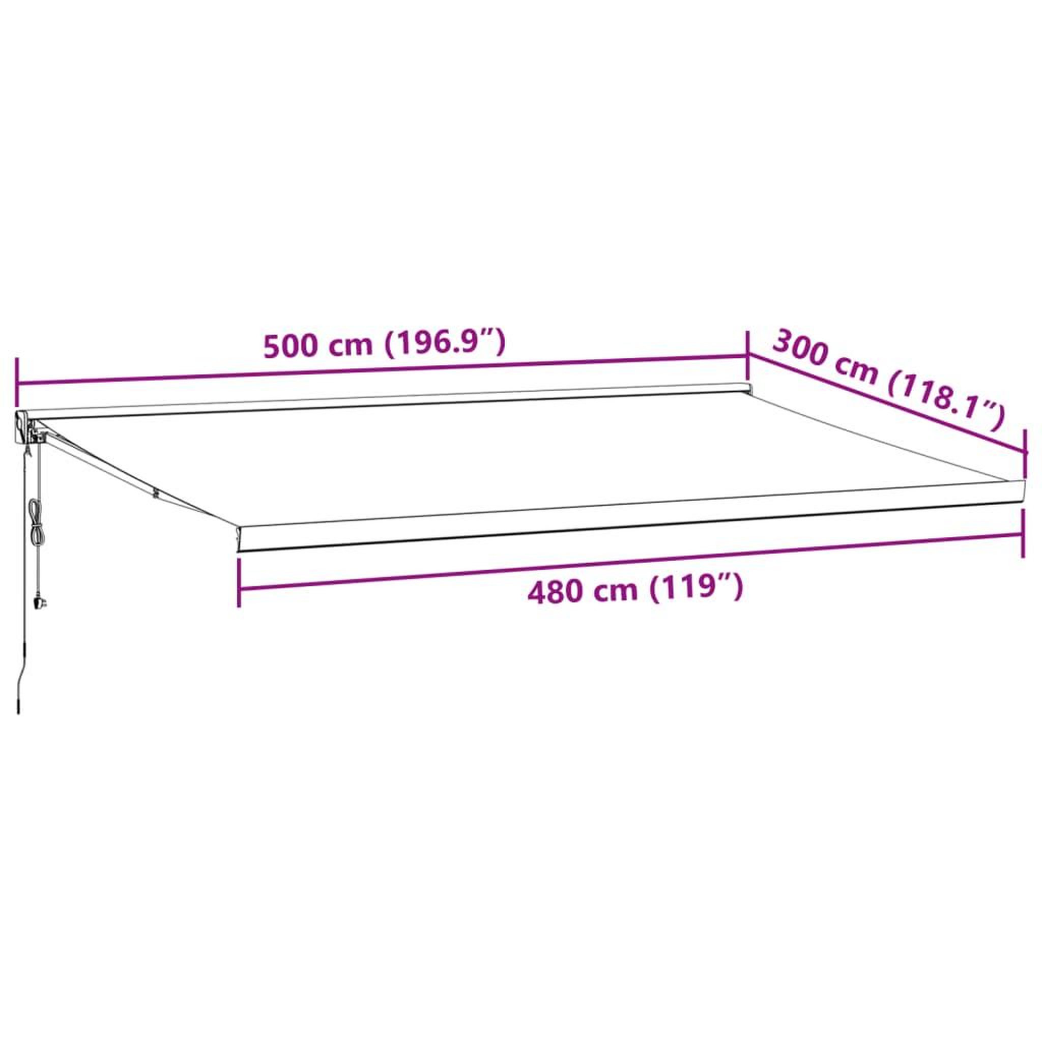 Voir la diapositive 6 : VIDAXL Auvent retractable automatique bordeaux 500x300 cm