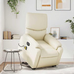 VIDAXL Fauteuil inclinable de massage electrique creme similicuir