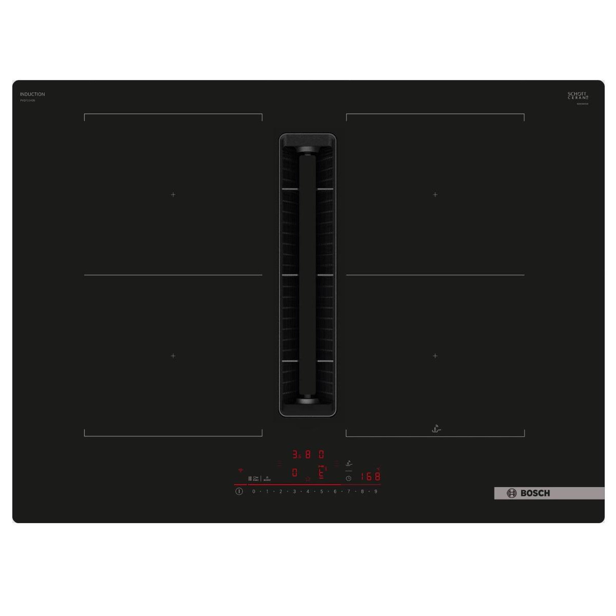 BOSCH Table de cuisson aspirante induction 71cm 4 feux 3600w noir - PVQ711H26E