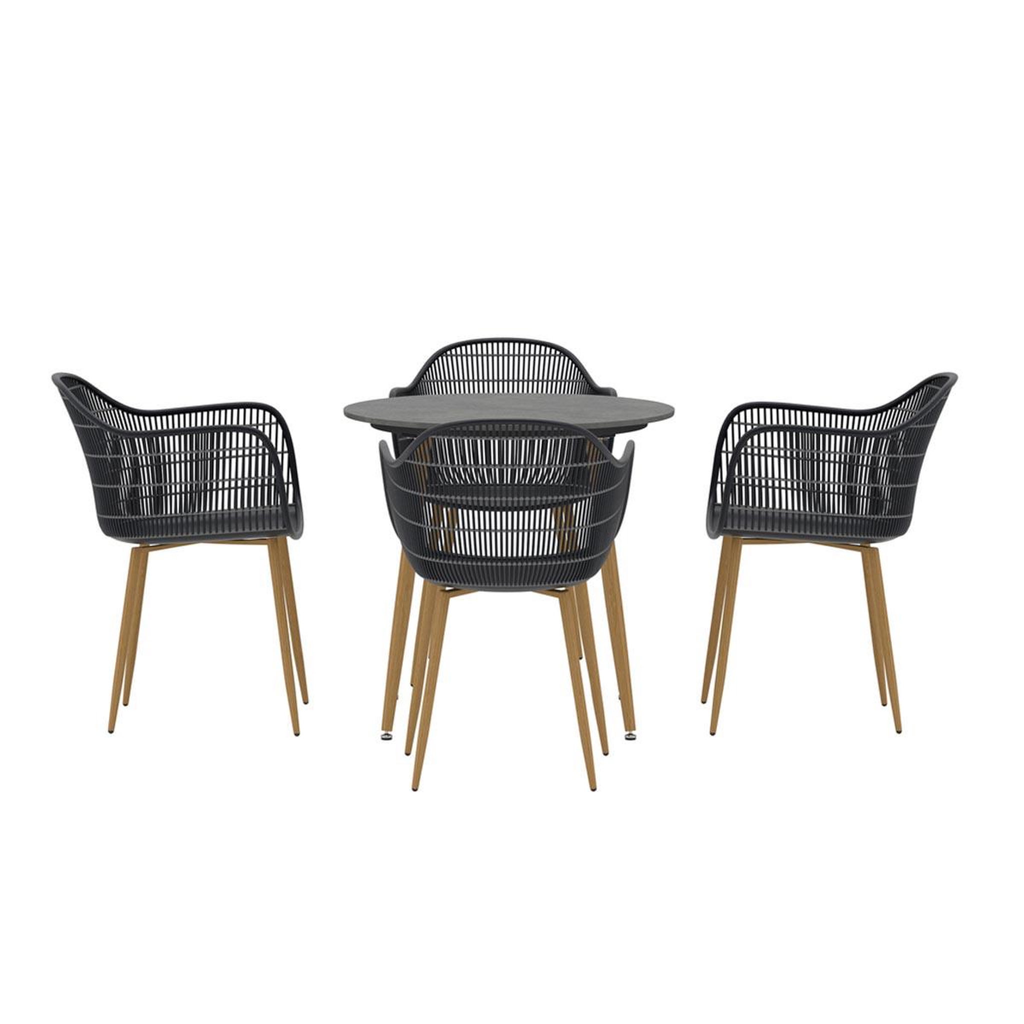 Voir la diapositive 2 : Paris Prix Ensemble table de jardin & 4 chaises  anafi  80cm noir
