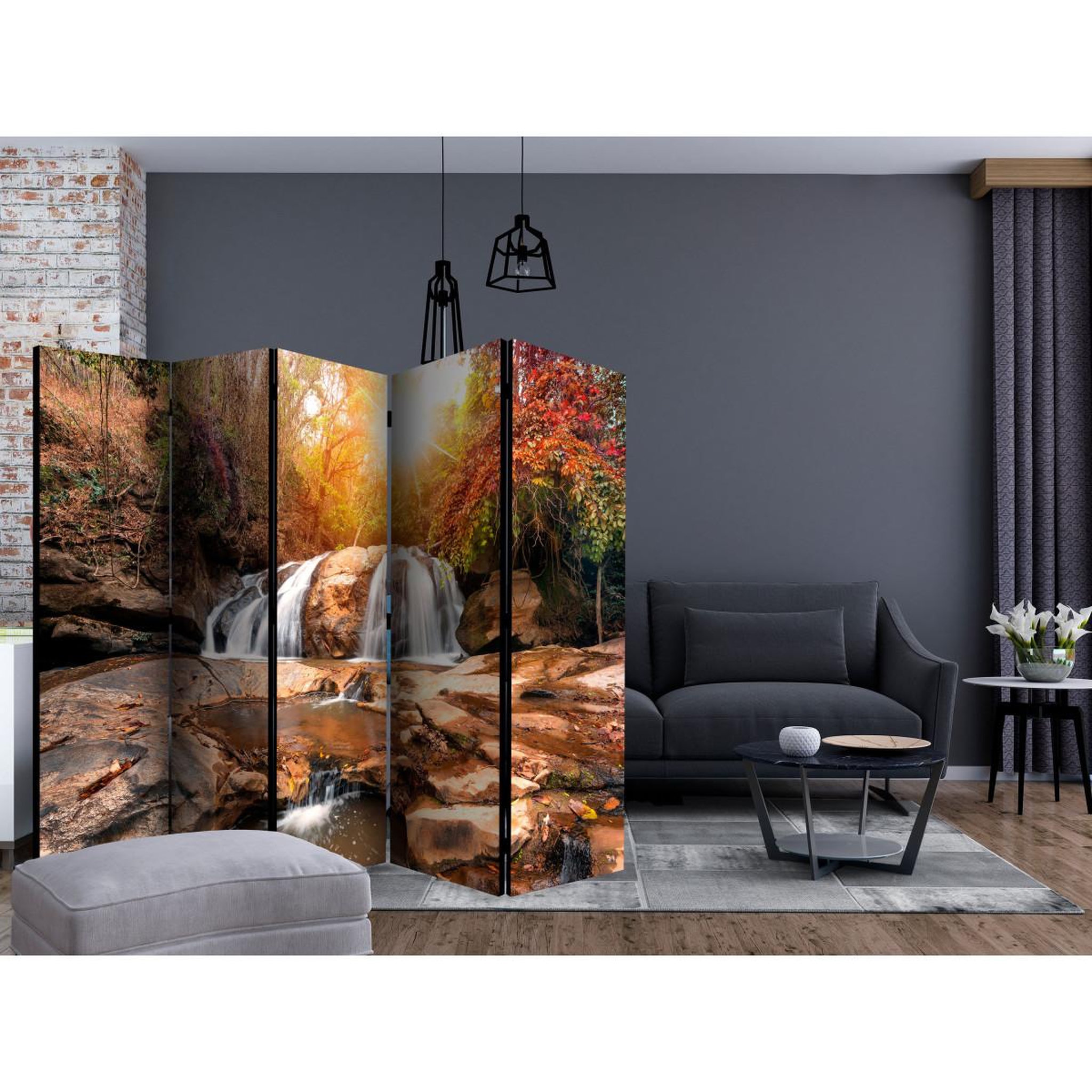 Voir la diapositive 2 : Paris Prix Paravent 5 volets  silent waterfall  172x225cm