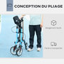 Voir la diapositive 4 : HOMCOM Déambulateur 4 roues - pliable, léger - assise, dossier, hauteur poignées réglable, freins à main - sacoche rangement - alu. bleu noir