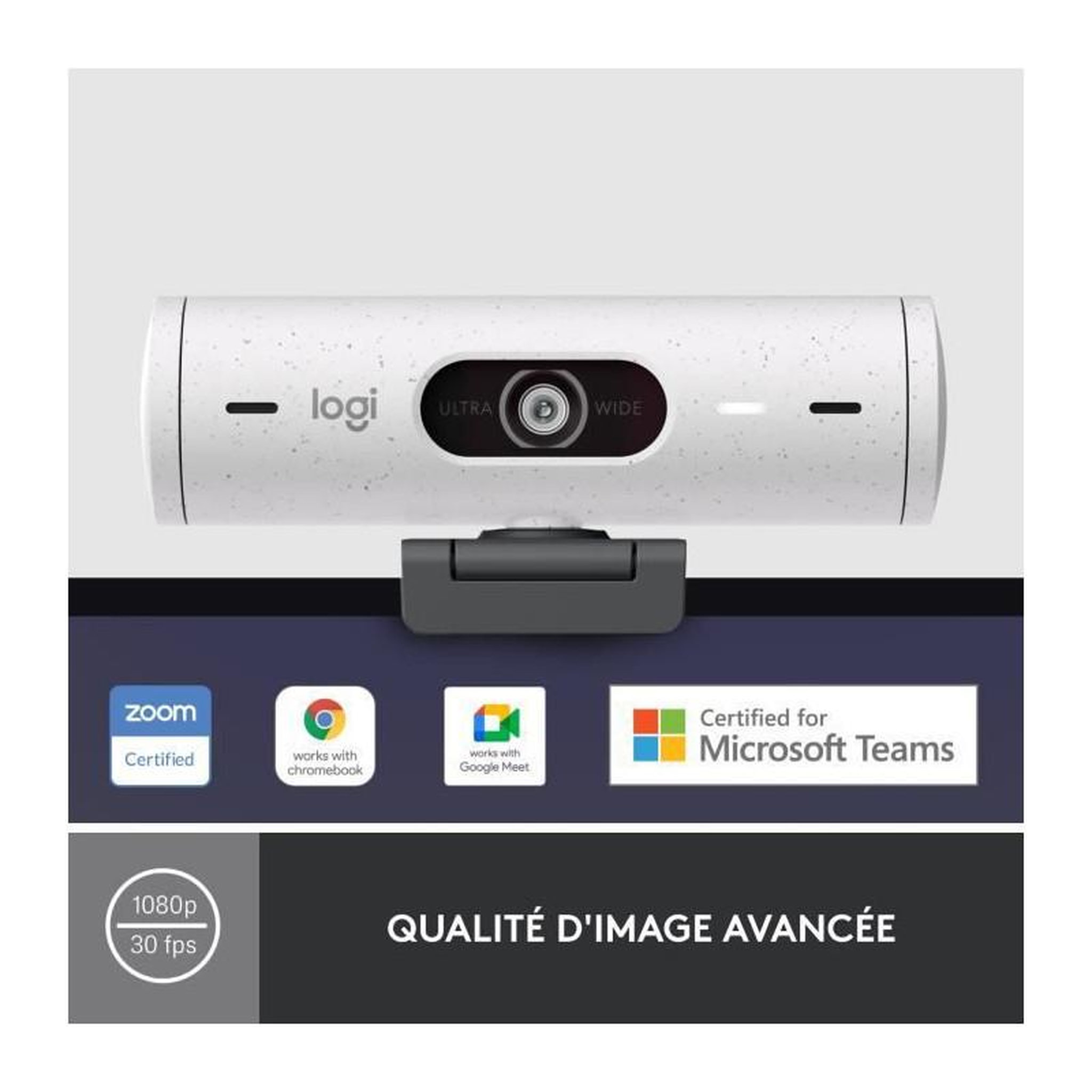 Voir la diapositive 2 : Logitech Logitech - Brio 500 Webcam HD avec Expo Auto - Blanc