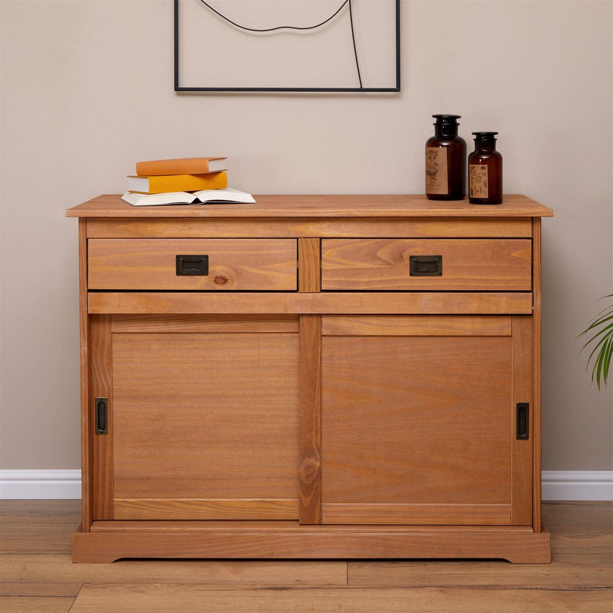 IDIMEX Buffet SAVONA en pin massif, 2 tiroirs et 2 portes