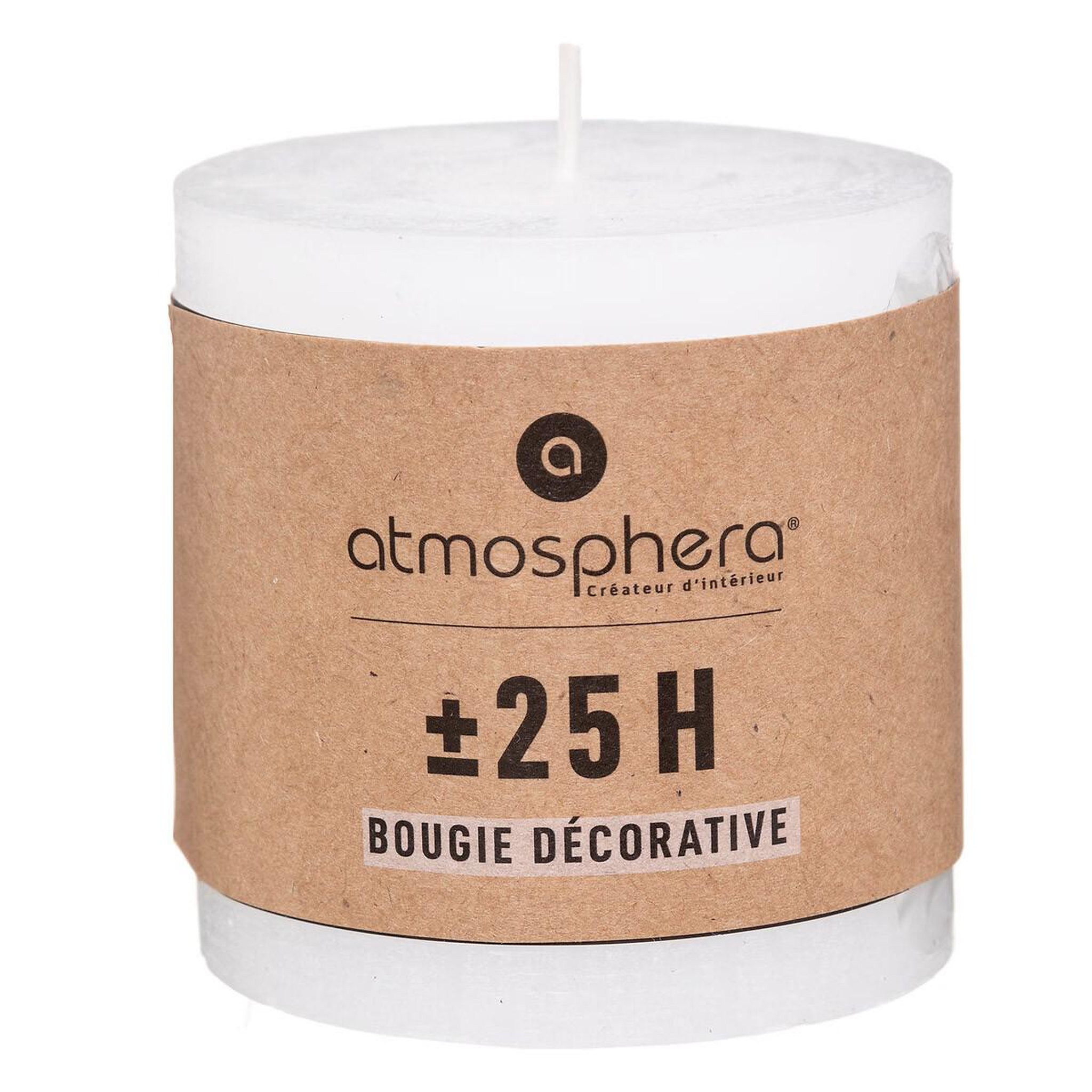 Voir la diapositive 2 : COMPTOIR DE LA BOUGIE Bougie ronde  rustic  7cm blanc