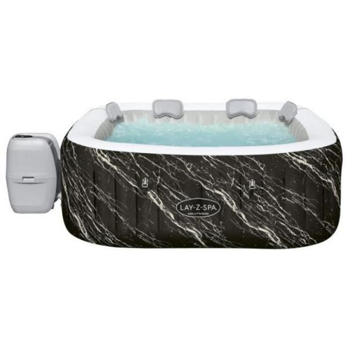 BESTWAY Spa gonflable BESTWAY - Lay-Z-Spa Hollywood - 140 airjets - 180 x 180 x 66 cm - 4 a 6 places - Carré (couverture, cartouche)