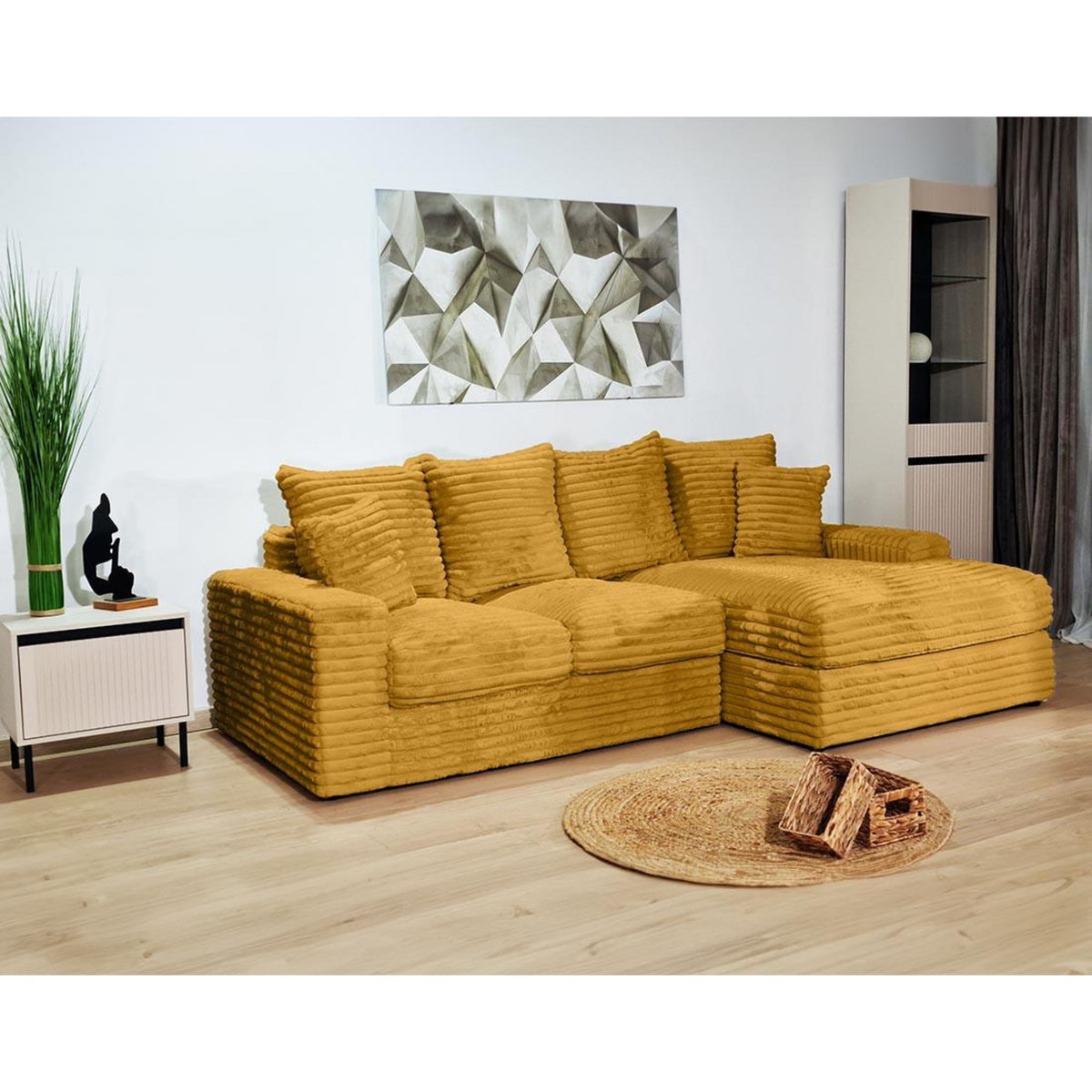 LISA DESIGN Andy - canapé d'angle droit 4 places en fausse fourrure côtelée