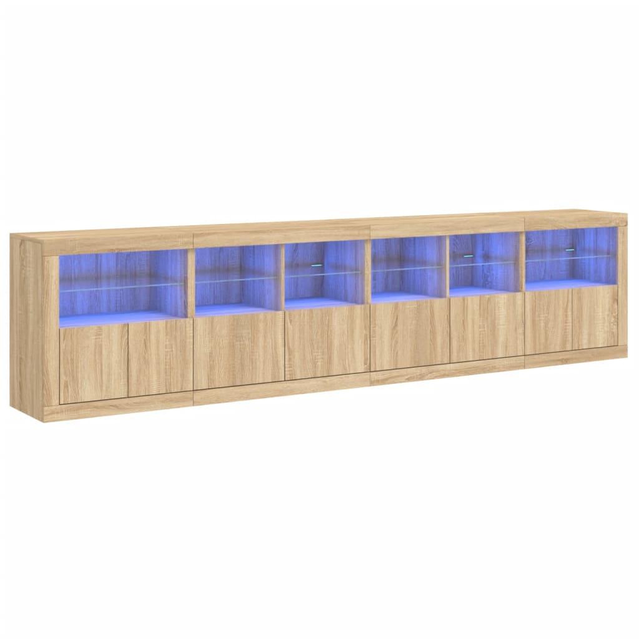 Voir la diapositive 2 : VIDAXL Buffet avec lumieres LED chene sonoma 283x37x67 cm