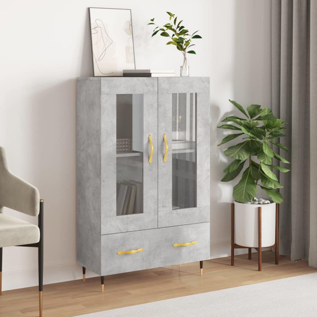 VIDAXL Buffet haut gris beton 69,5x31x115 cm bois d'ingenierie