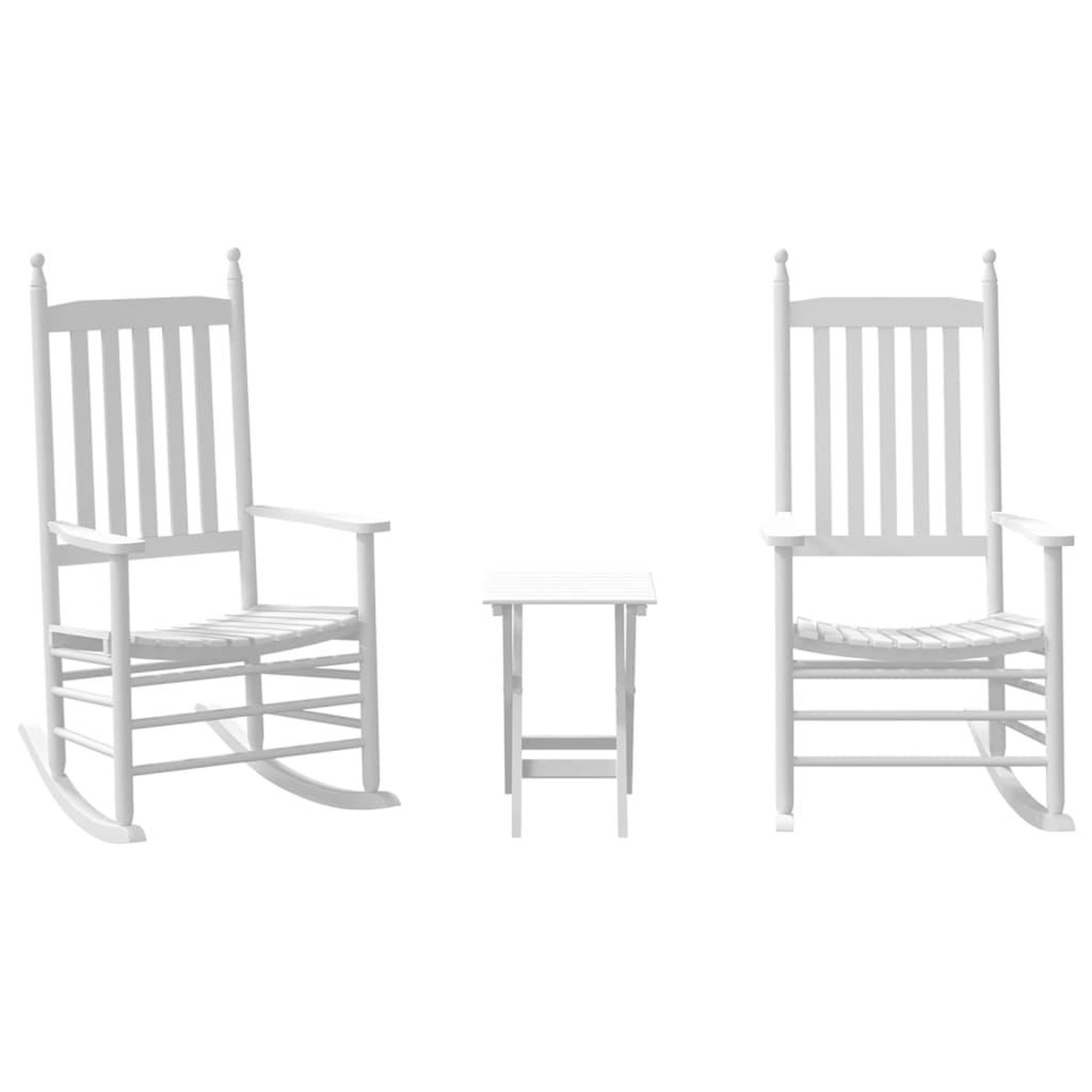 Voir la diapositive 2 : VIDAXL Chaises a bascule lot de 2 table pliable blanc massif peuplier