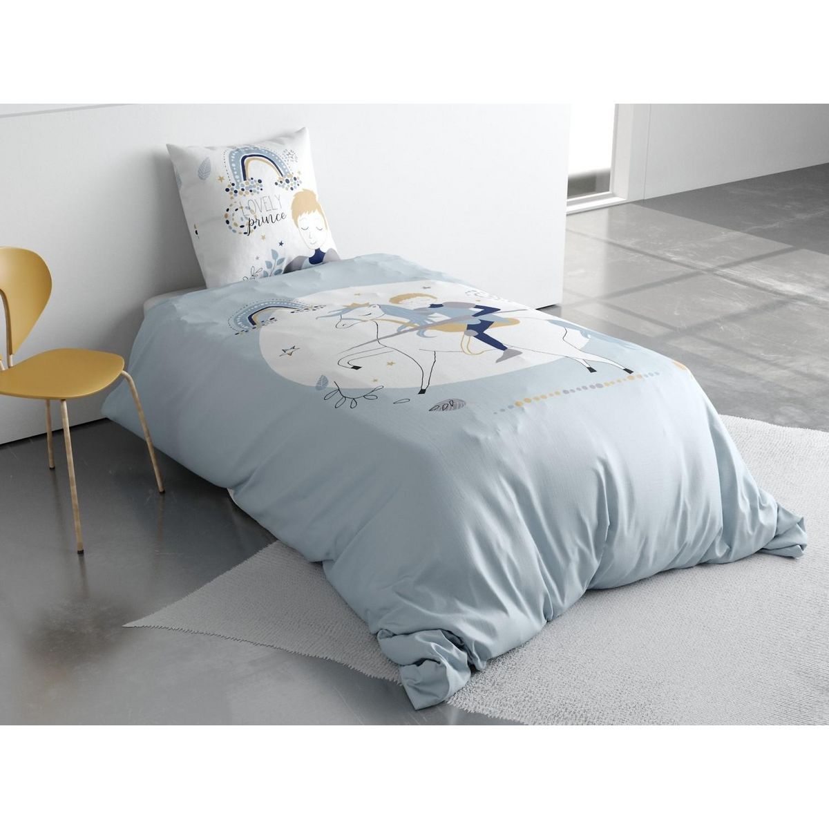 Les Ateliers du Linge Parure Housse De Couette 2pcs 140x200cm 100%coton Classique 47fils Lovely Prince