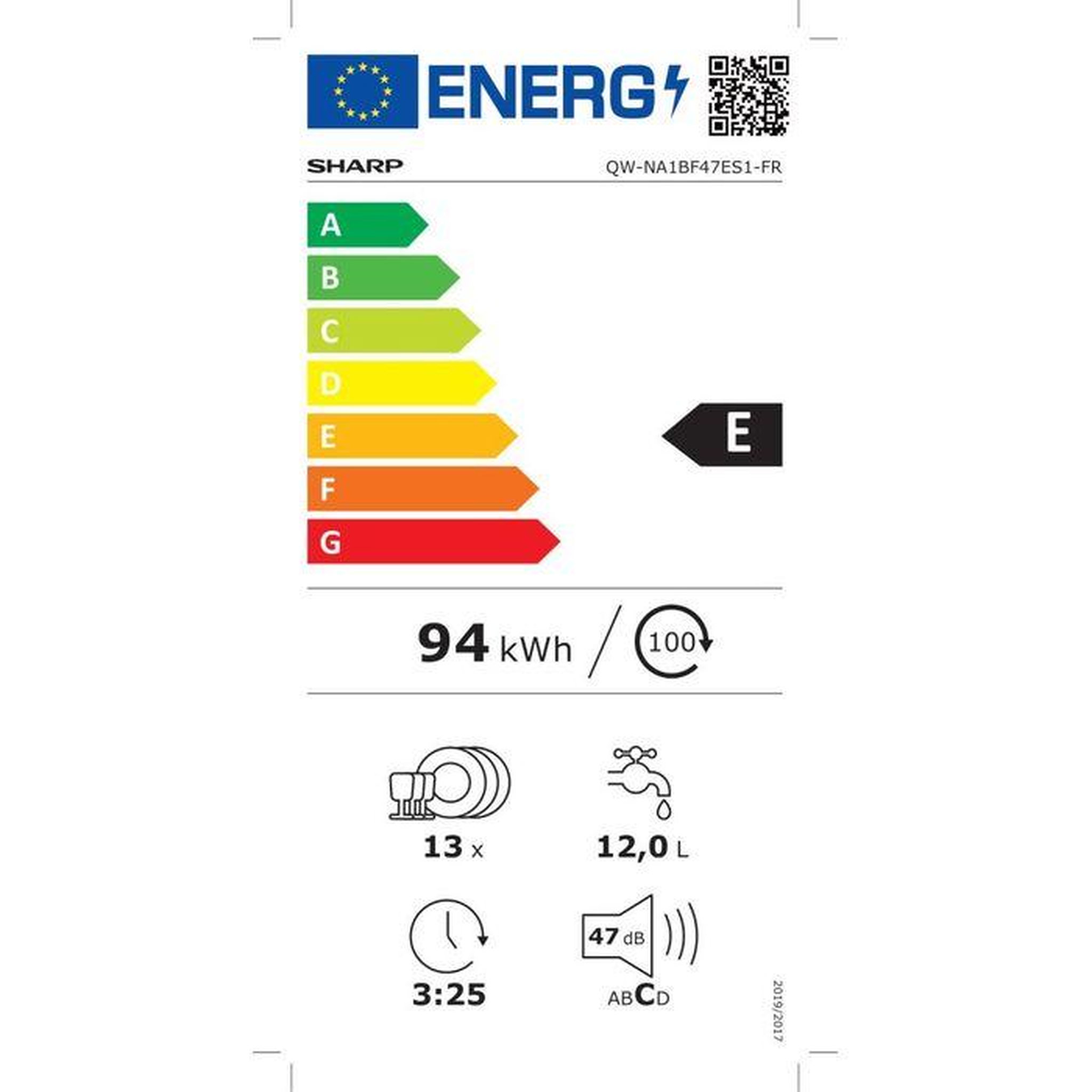 Voir la diapositive 5 : Sharp Lave-vaisselle 60cm 13 couverts 47db - qwna1bf47es1