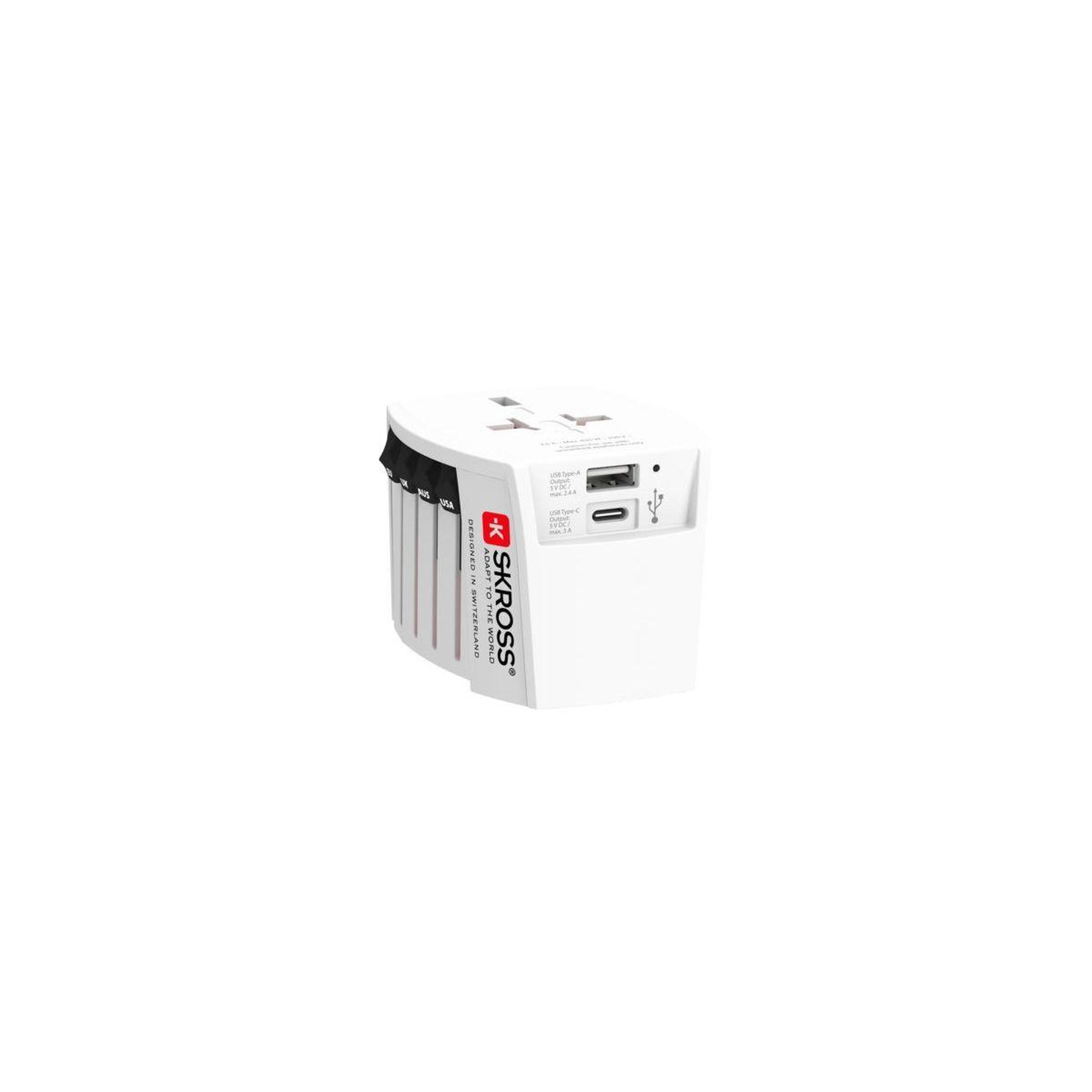 Voir la diapositive 3 : Skross Adaptateur de voyage universel +1 USB AC