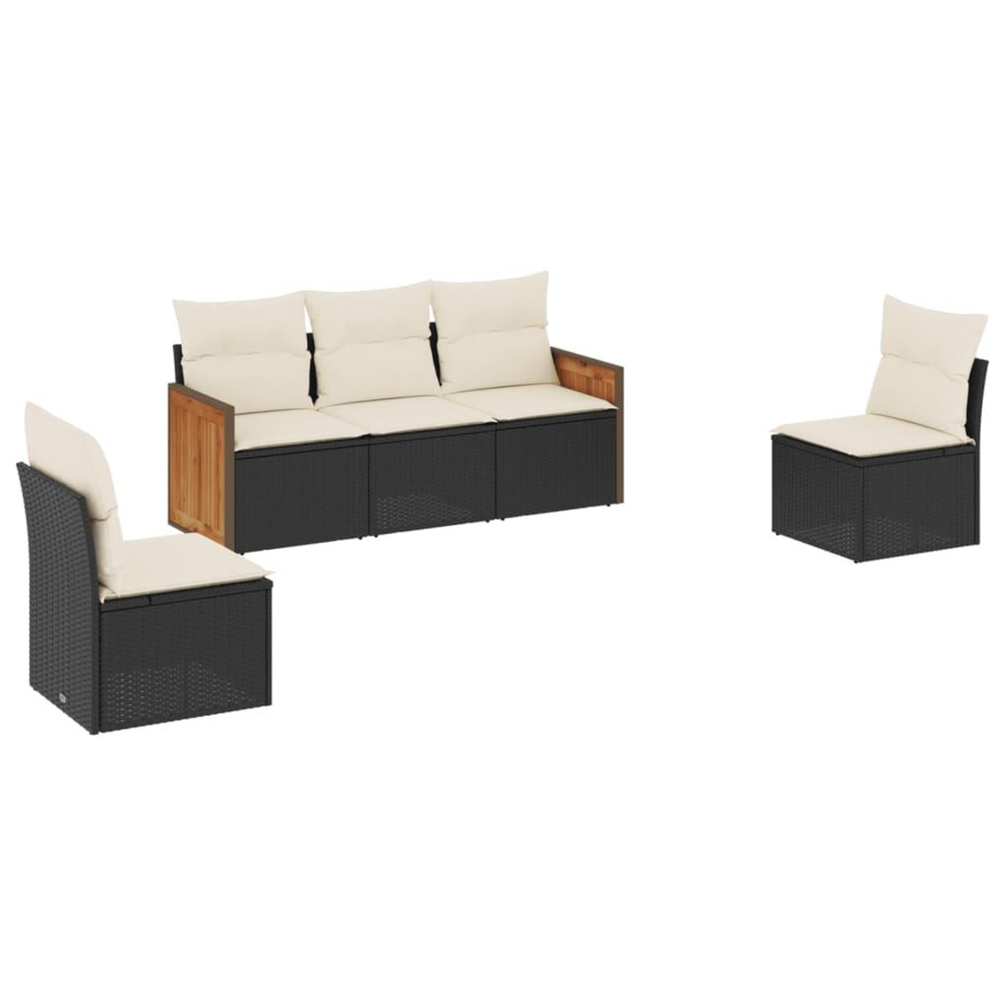 Voir la diapositive 2 : VIDAXL Salon de jardin 5 pcs avec coussins noir resine tressee