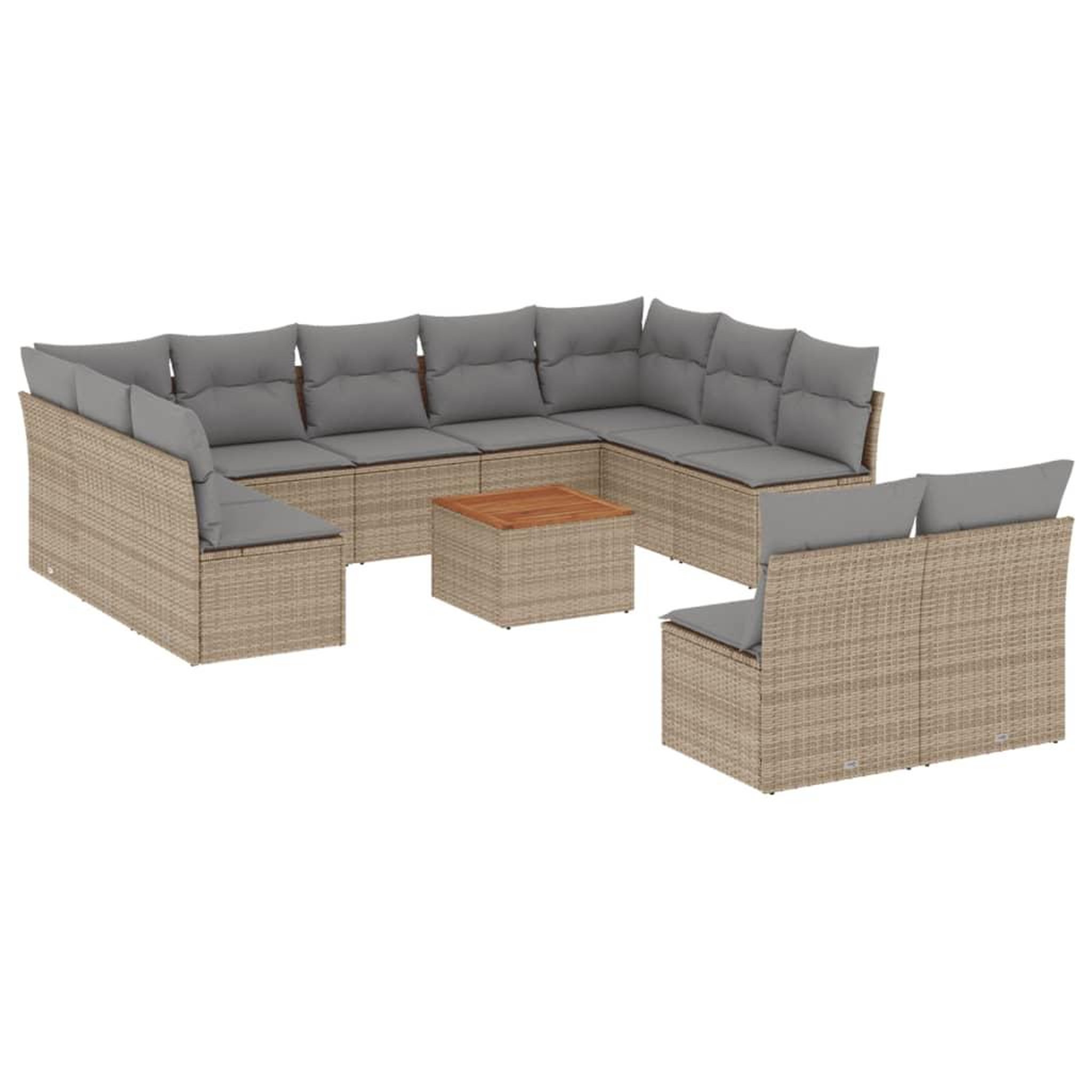 Voir la diapositive 2 : VIDAXL Salon de jardin et coussins 12 pcs melange beige resine tressee