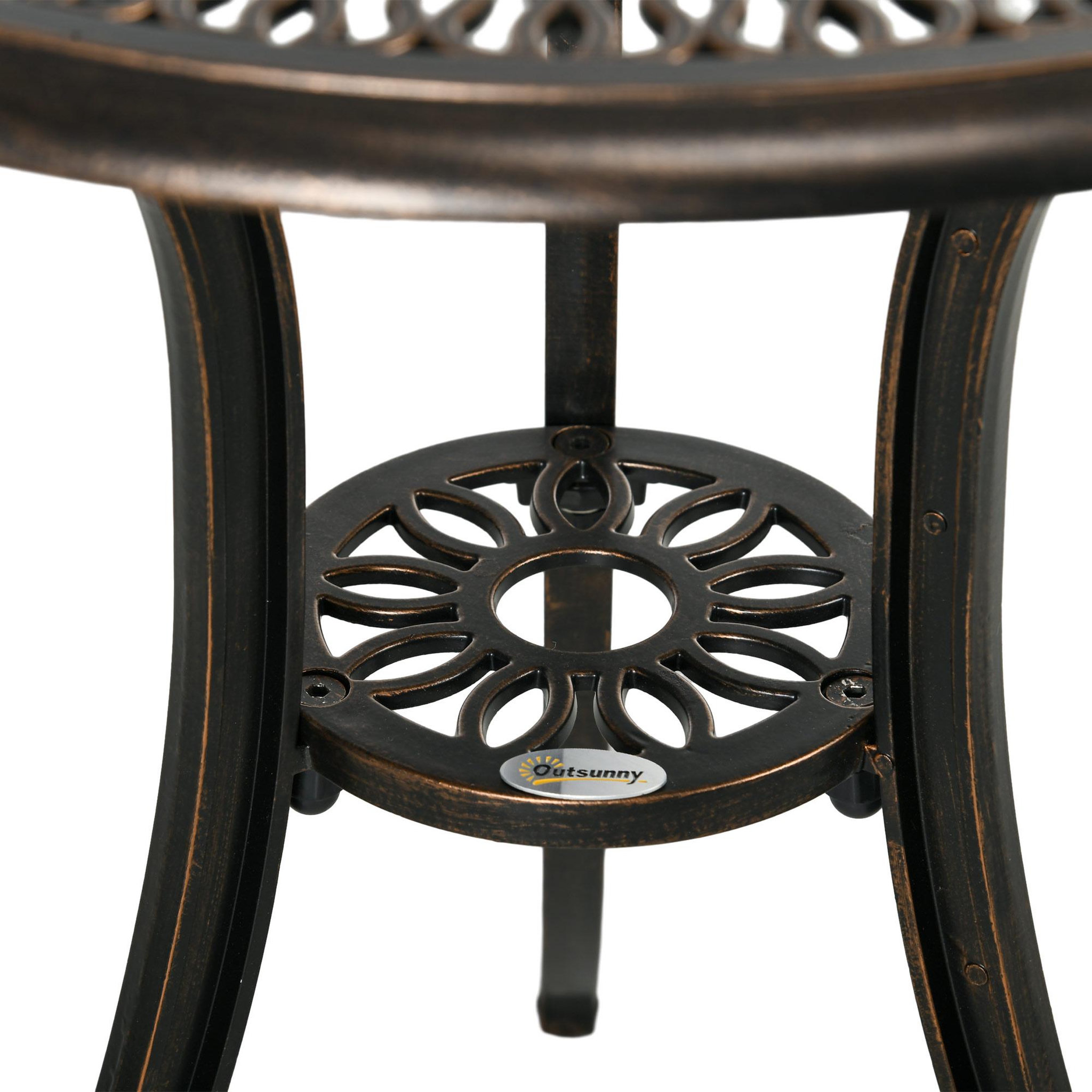Voir la diapositive 5 : OUTSUNNY Ensemble salon de jardin 2 places avec table ronde style rétro fonte alu effet bronze antique