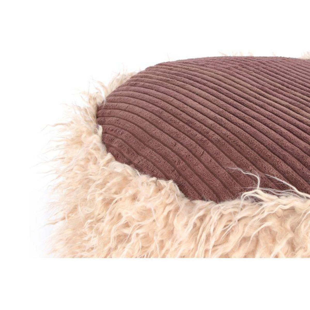 Paris Prix Pouf Rond Imitation Fourrure  Bobtail  45cm Beige