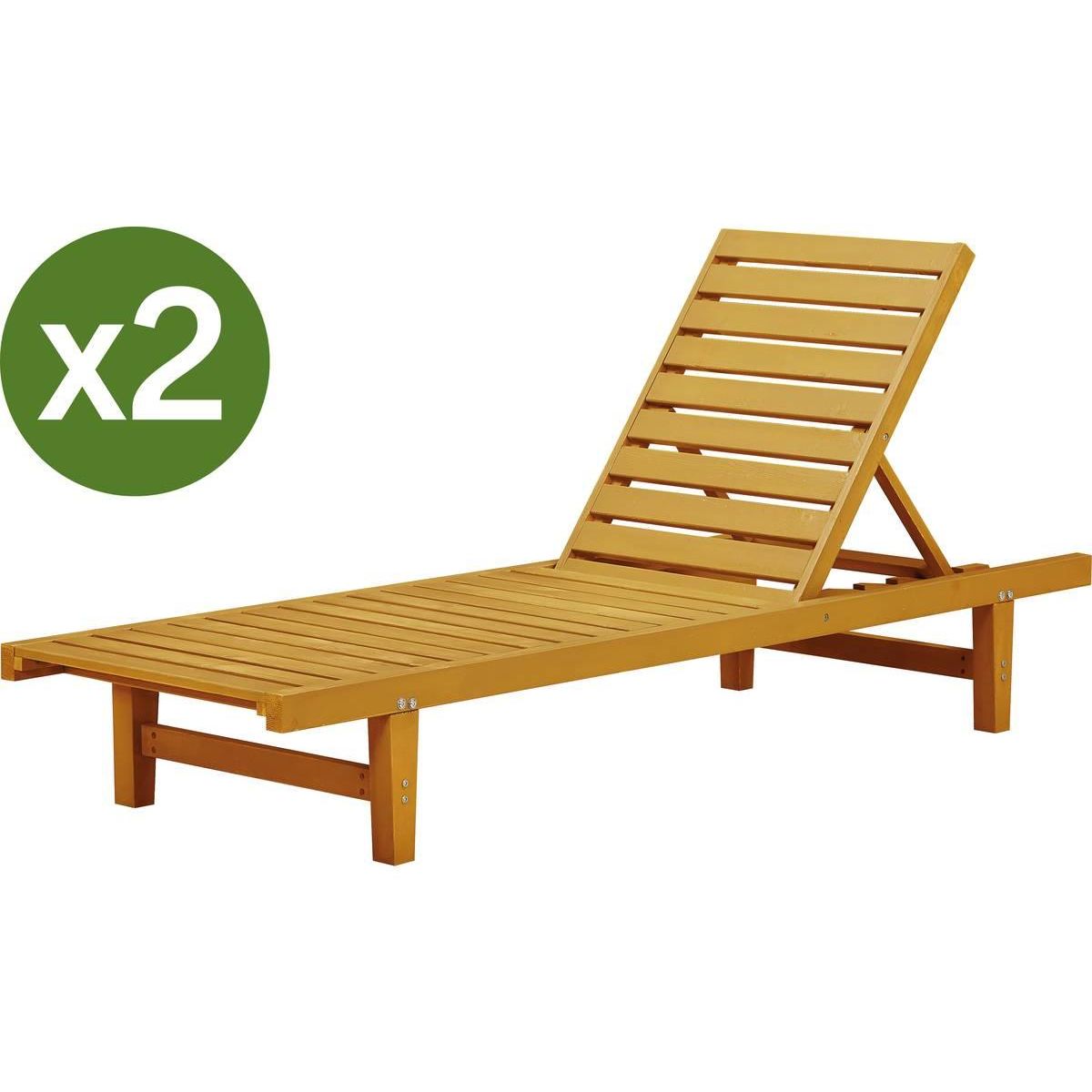 Habitat et Jardin Lot de 2 bains de soleil en bois  Rawai  - Marron clair
