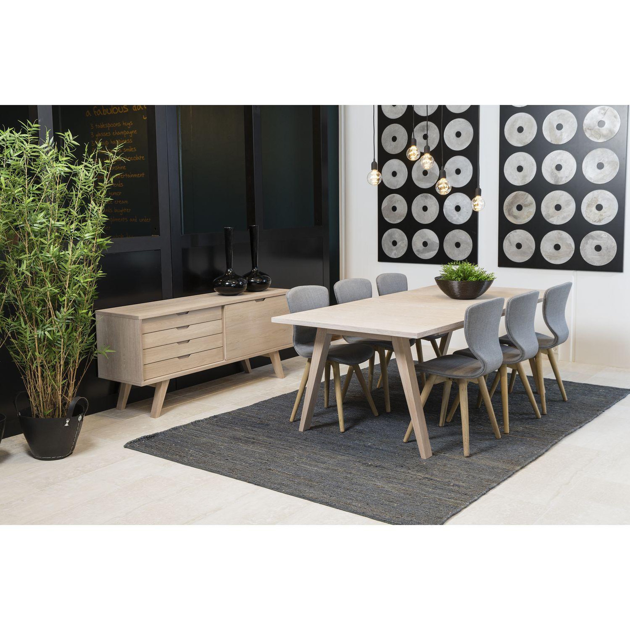 Voir la diapositive 2 : TOILINUX Buffet en panneaux de particules avec 4 tiroirs et 1 porte coulissante - Beige