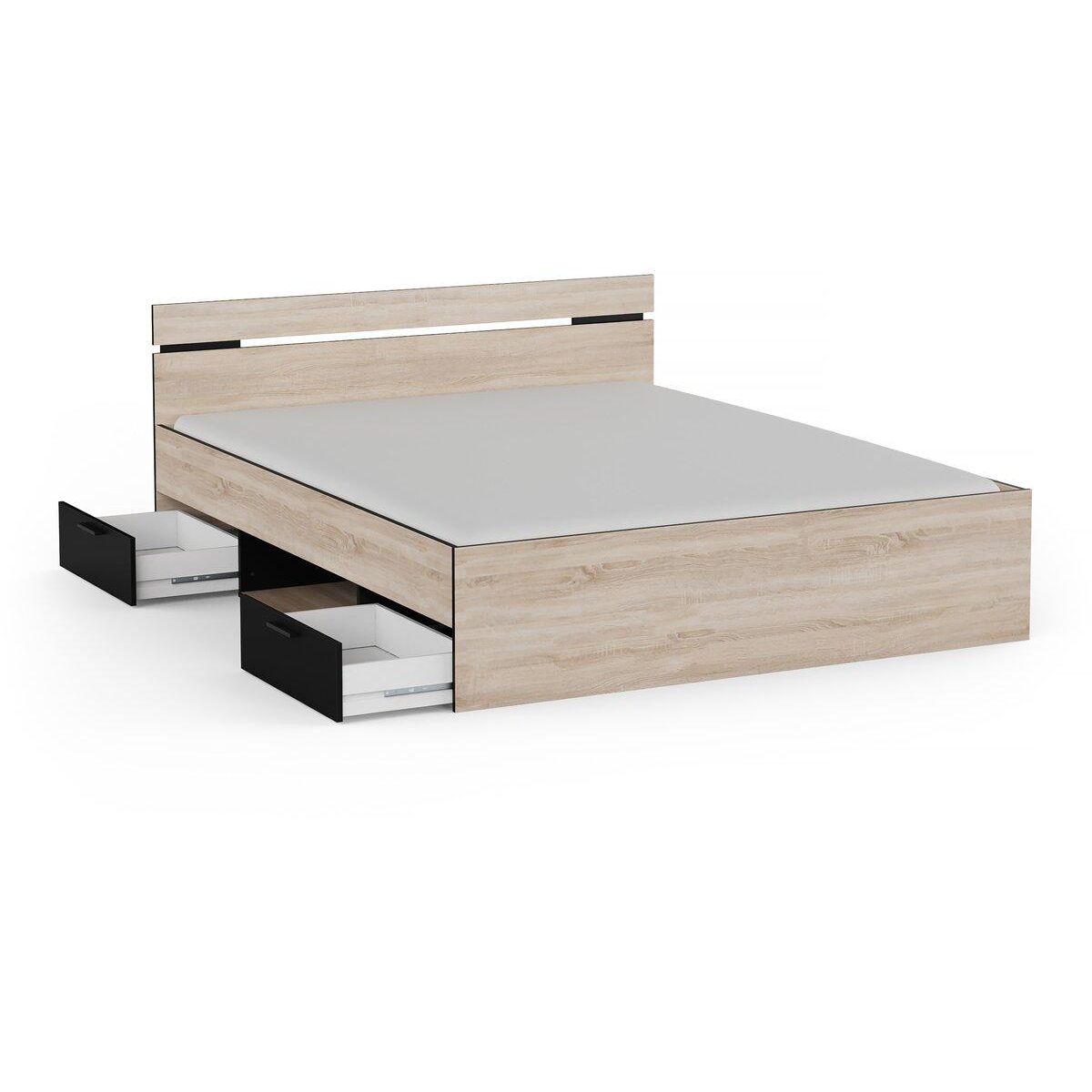 Habitat et Jardin Lit Double en bois  Michigan  - 160 x 200 cm - Beige