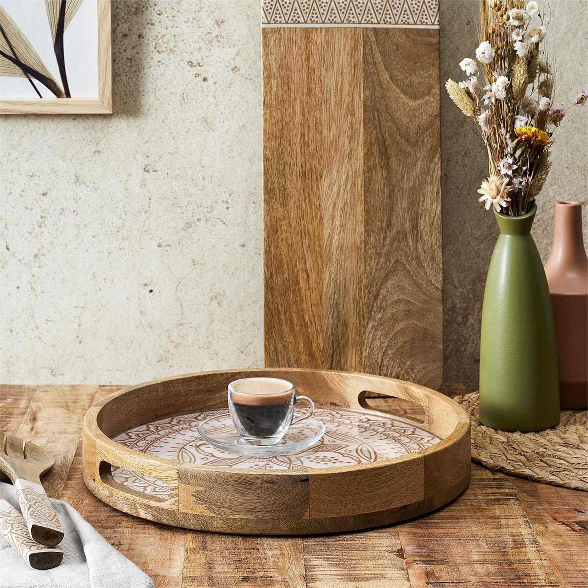 Voir la diapositive 4 : The Home Deco Factory Plateau de service en bois  dune  35cm terracotta