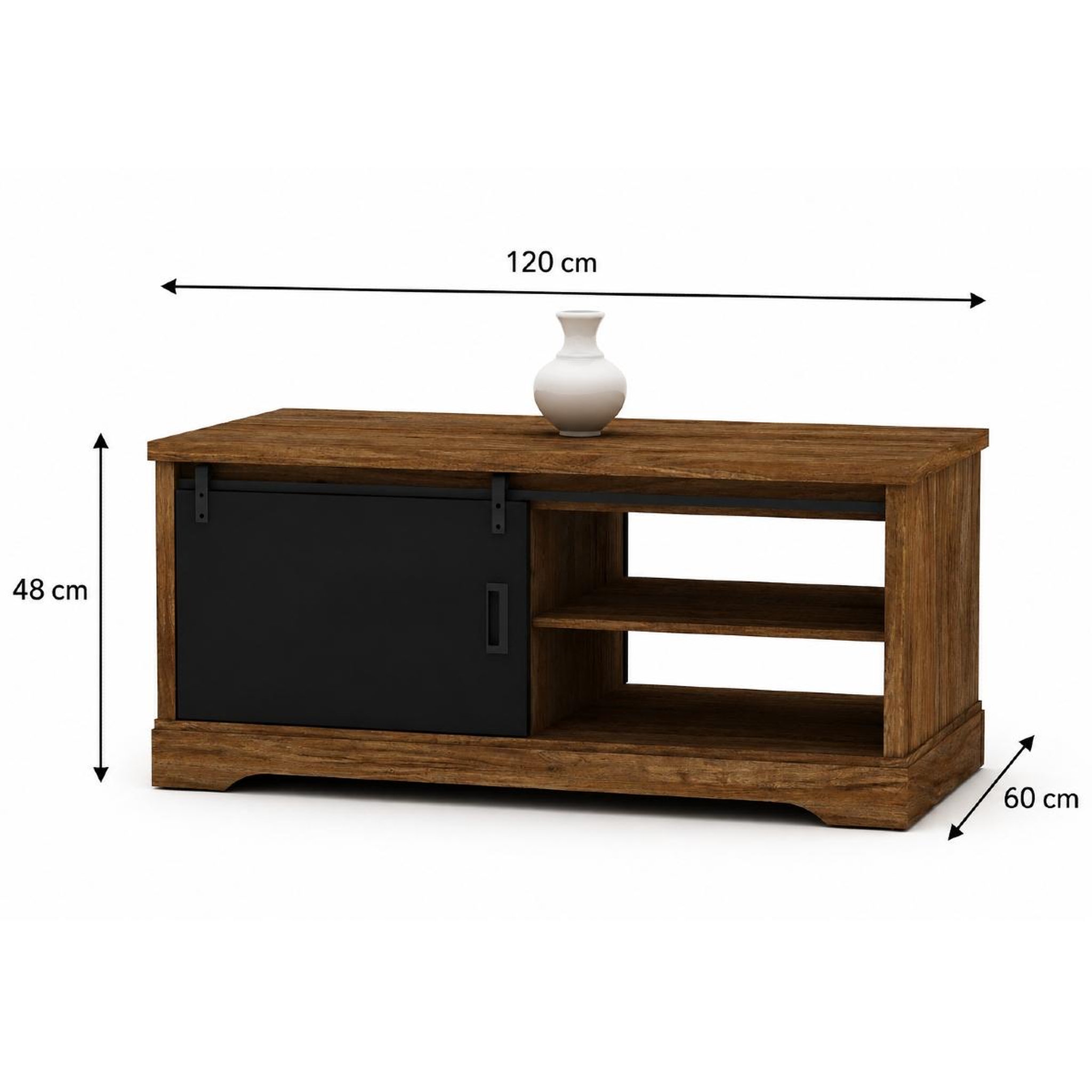 Voir la diapositive 4 : JLC KREATION Table basse industrielle rectangle noir et bois 120cm nova