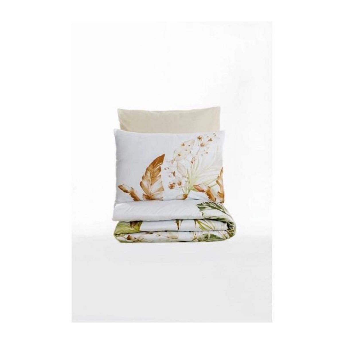 GENERIQUE Parure de lit - 129CTN63946 - 1 housse de couette 220 x 240 cm + 2 taies d'oreiller 60 x 60 cm - Satiné 100% coton - Beige