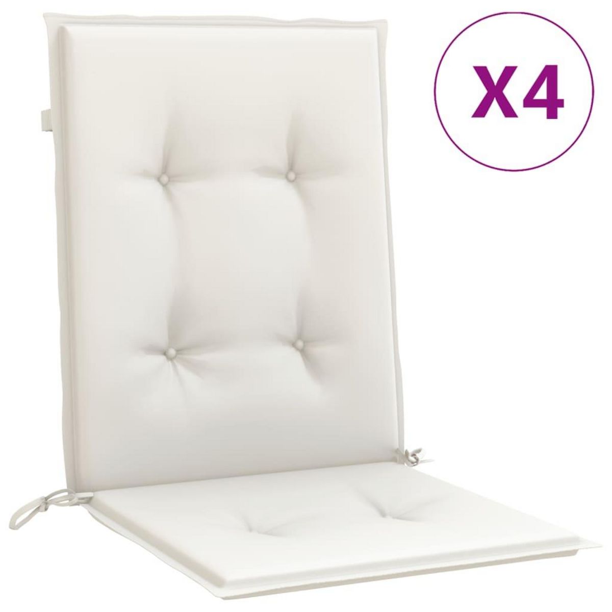 VIDAXL Coussins de chaise a dossier bas lot de 4 creme melange tissu