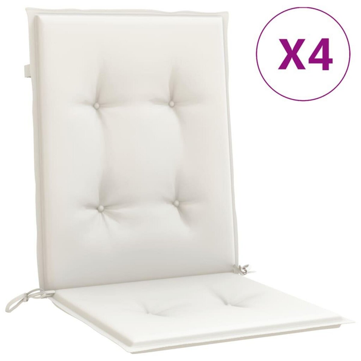 VIDAXL Coussins de chaise a dossier bas lot de 4 creme melange tissu