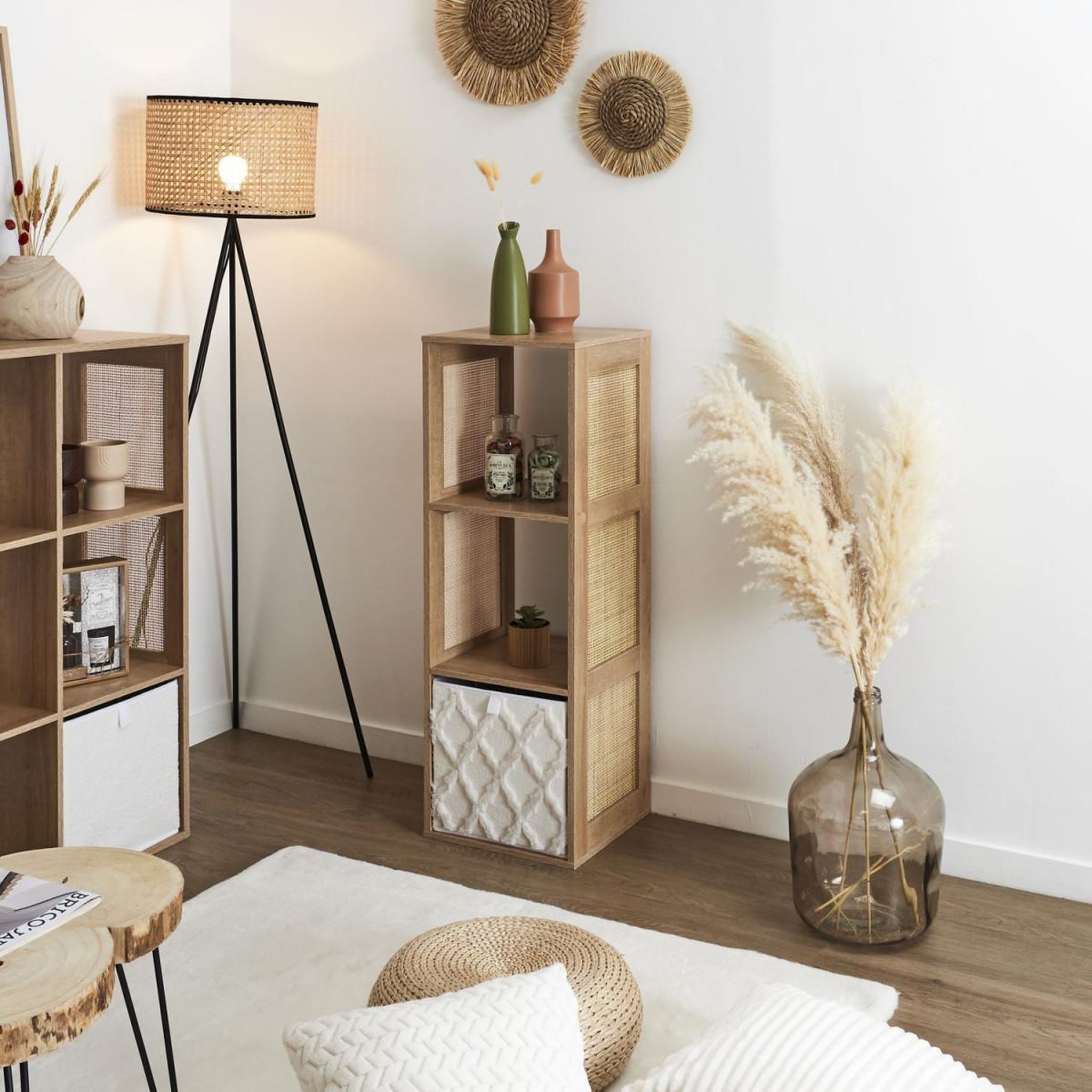 Voir la diapositive 4 : The Home Deco Factory Étagère modulable 3 cases  bali  99cm marron