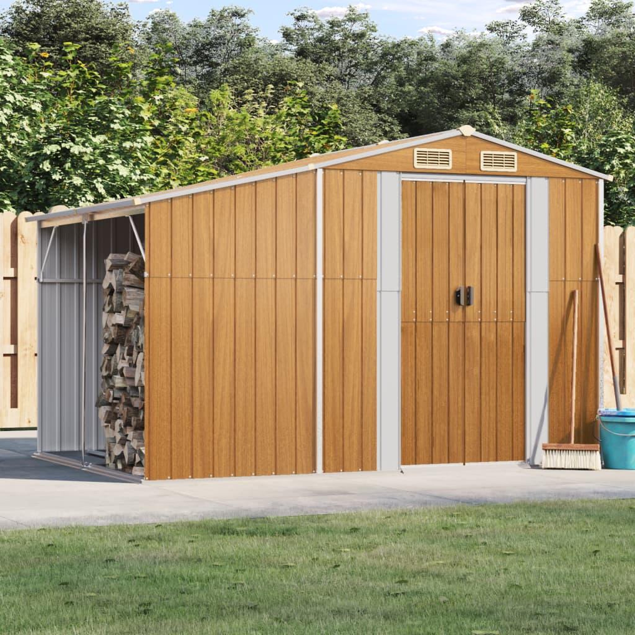 VIDAXL Abri de jardin marron clair 277x192,5x179 cm acier galvanise