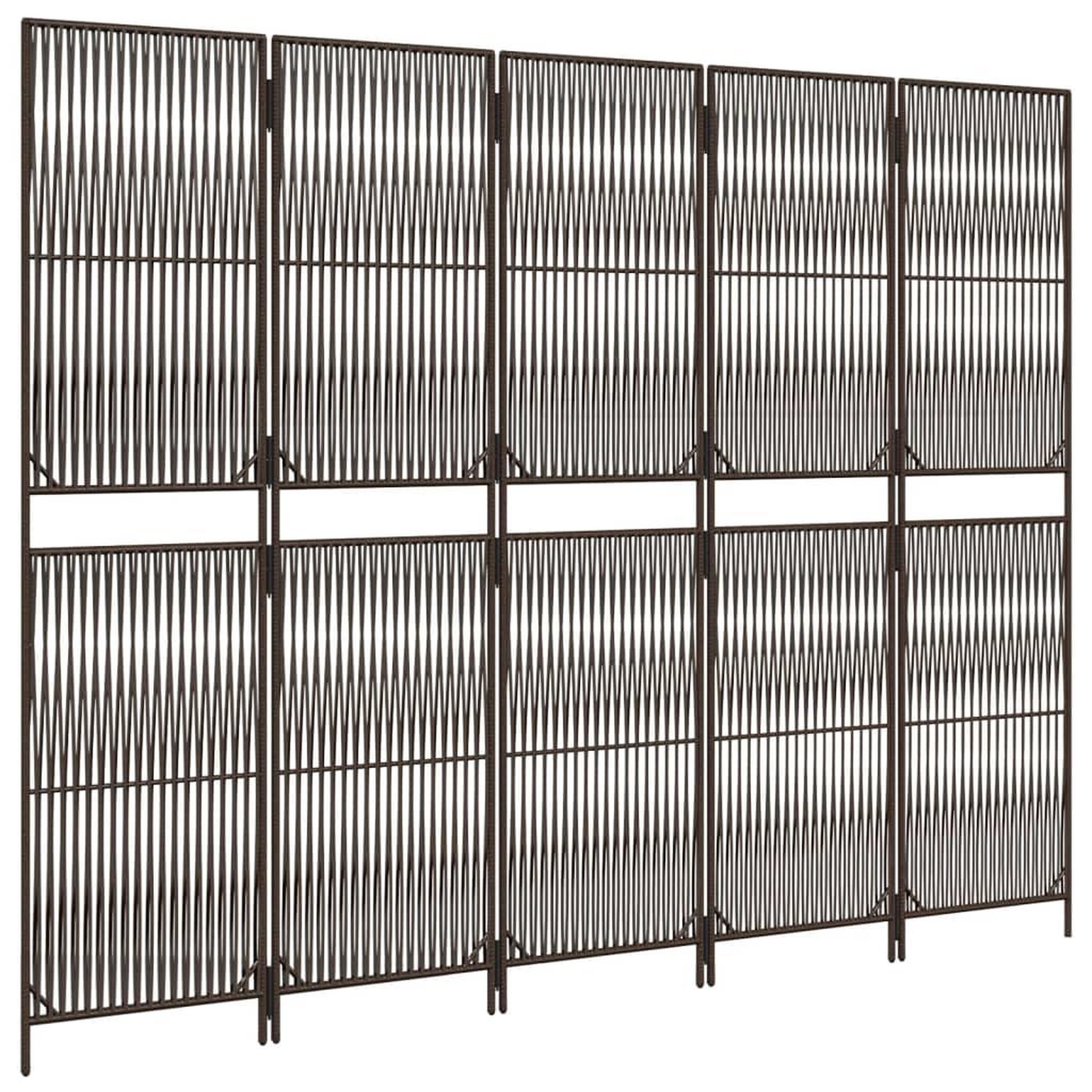 Voir la diapositive 4 : VIDAXL Cloison de separation 5 panneaux marron resine tressee