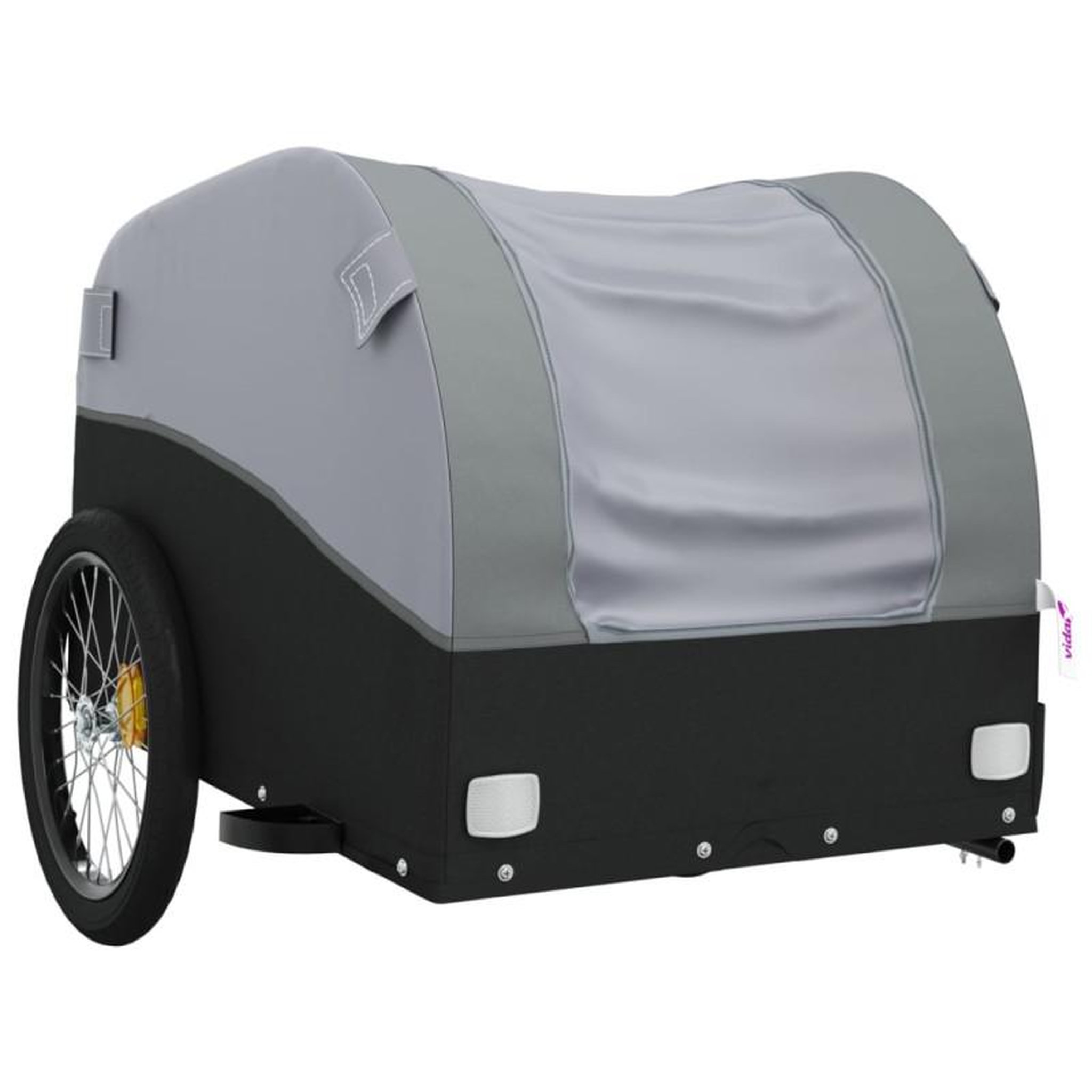 Voir la diapositive 4 : VIDAXL Remorque de vélo noir et gris 30 kg fer