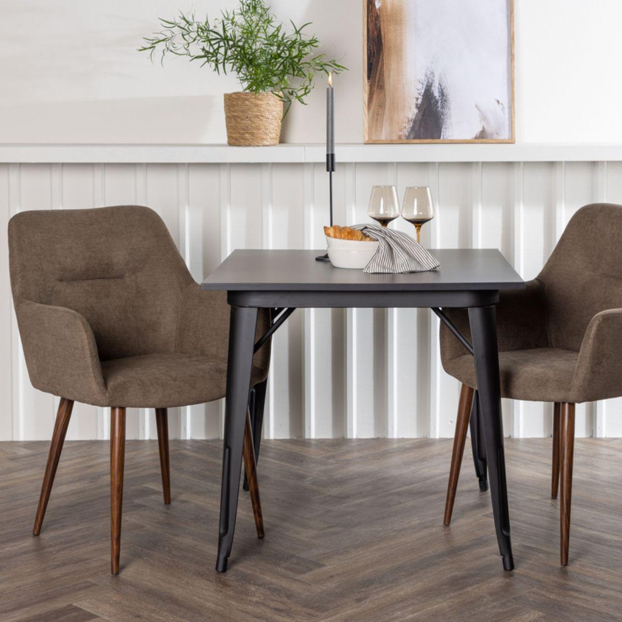 Voir la diapositive 6 : Paris Prix Ensemble table à manger & 2 chaises  tempe & tomorrow  80cm marron & noir
