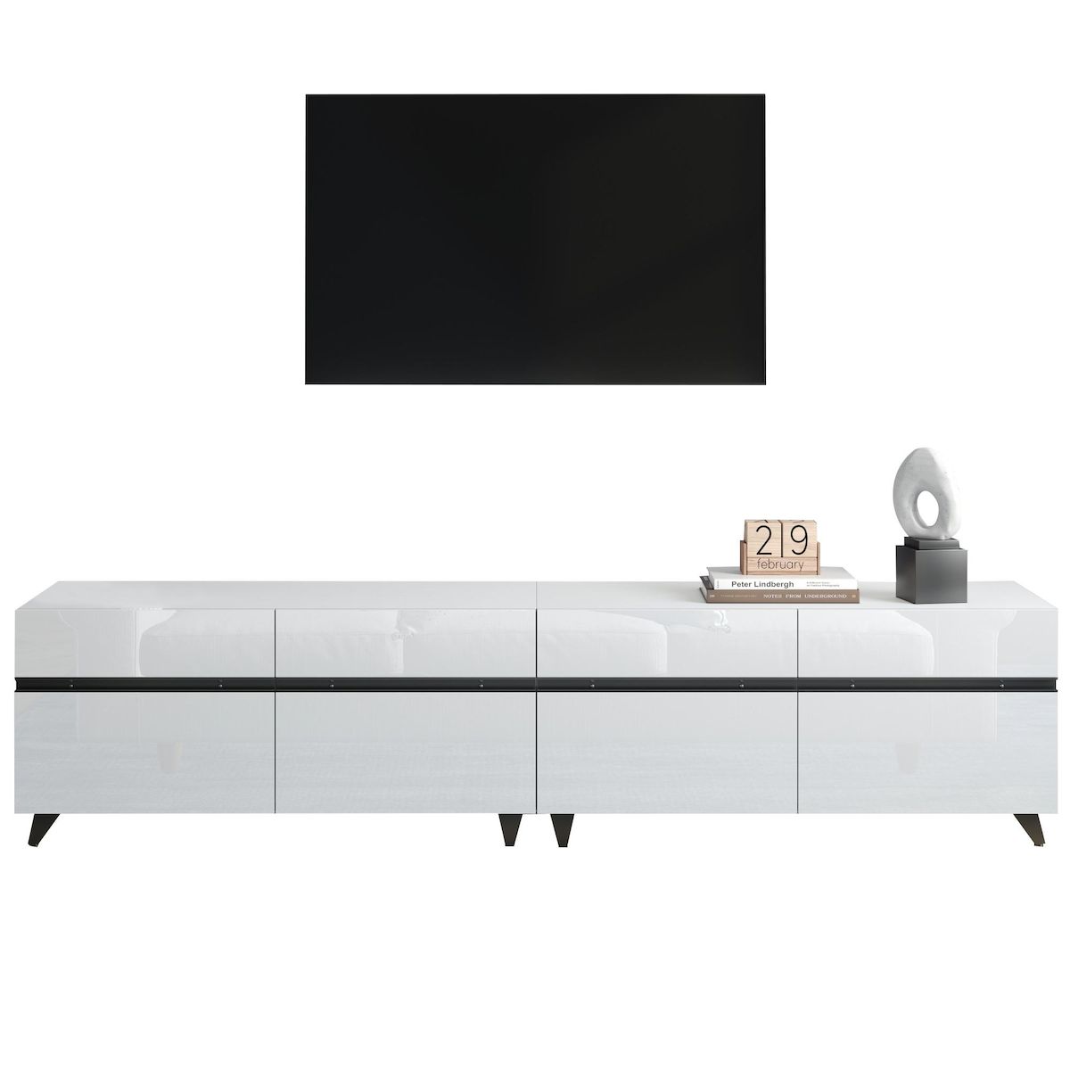 MERAX Meuble tv blanc 180 cm mdf