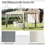 Voir la diapositive 5 : OUTSUNNY Tonnelle barnum de jardin 3L x 3l m avec 4 moustiquaires amovibles - double toit - métal polyester beige