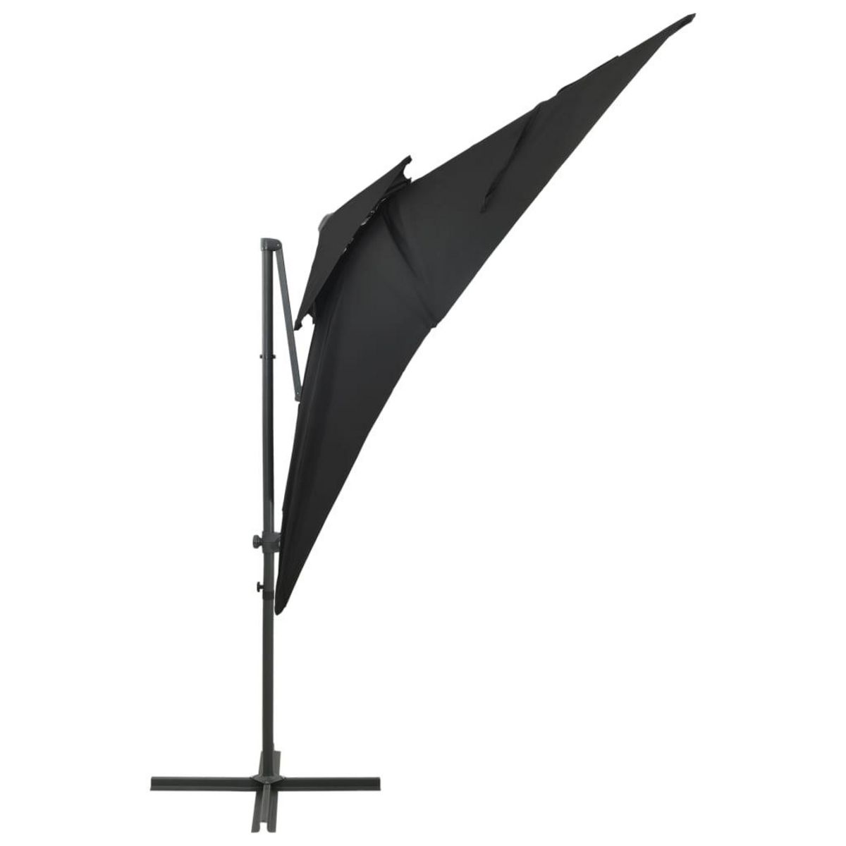 VIDAXL Parasol de jardin en porte-a-faux a double toit noir 250x250 cm