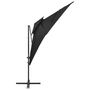 Voir la diapositive 3 : VIDAXL Parasol de jardin en porte-a-faux a double toit noir 250x250 cm