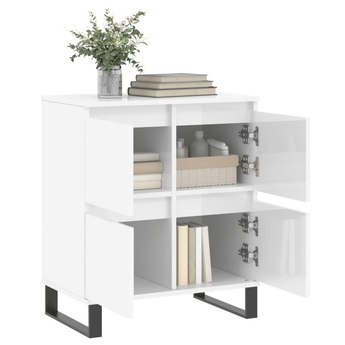VIDAXL Buffet Blanc brillant 60x35x70 cm Bois d'ingenierie