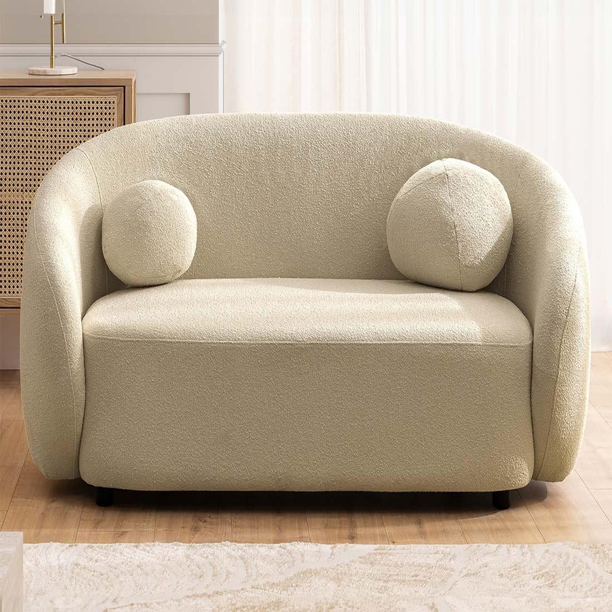Voir la diapositive 5 : BEST MOBILIER Flore - canapé droit 2 places en tissu bouclette
