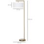 Voir la diapositive 3 : HOMCOM Lampadaire design néo-rétro max. 40 W 153H cm abat-jour circulaire aspect lin blanc piètement structure métal doré