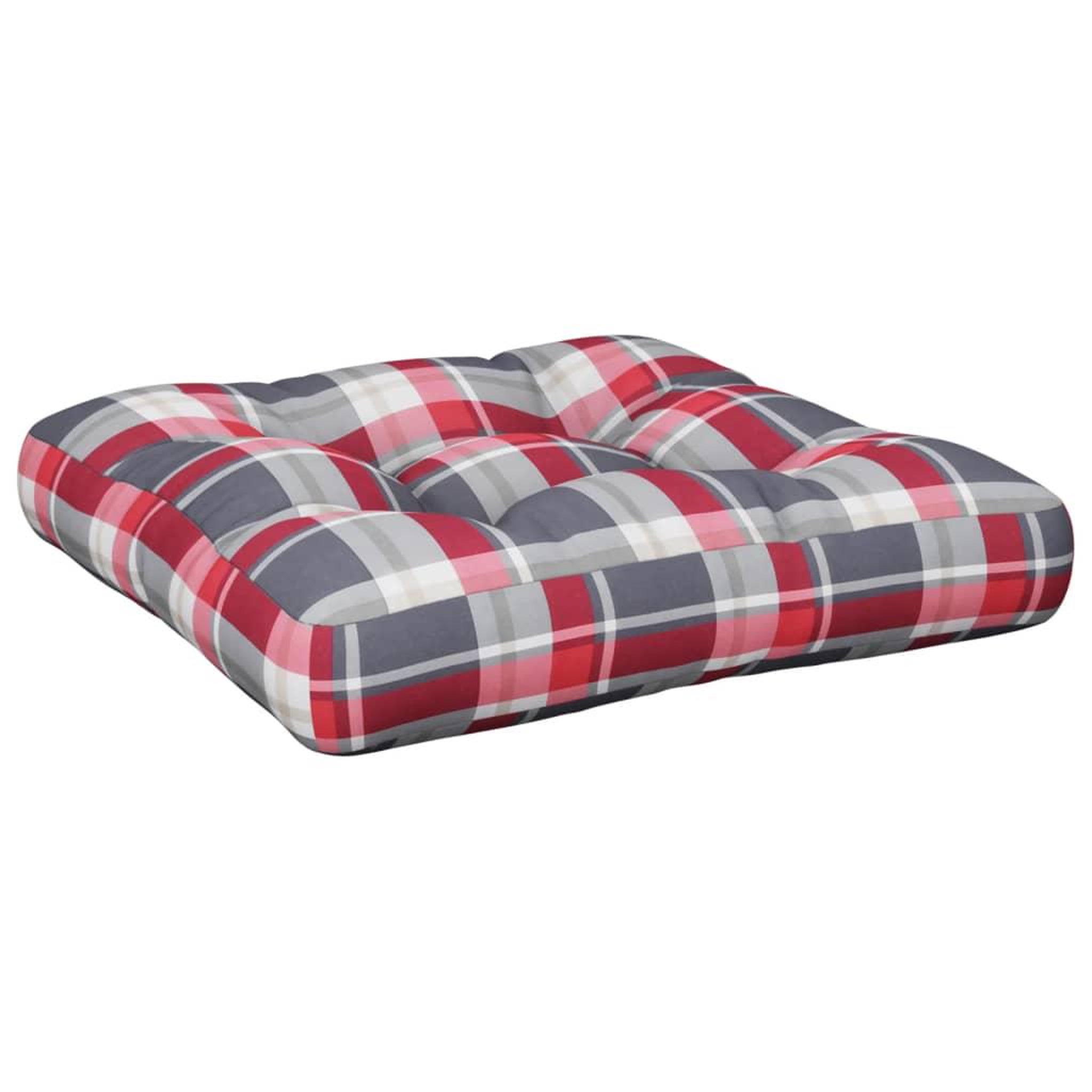 Voir la diapositive 2 : VIDAXL Coussin de palette carreaux rouges 58x58x10 cm tissu