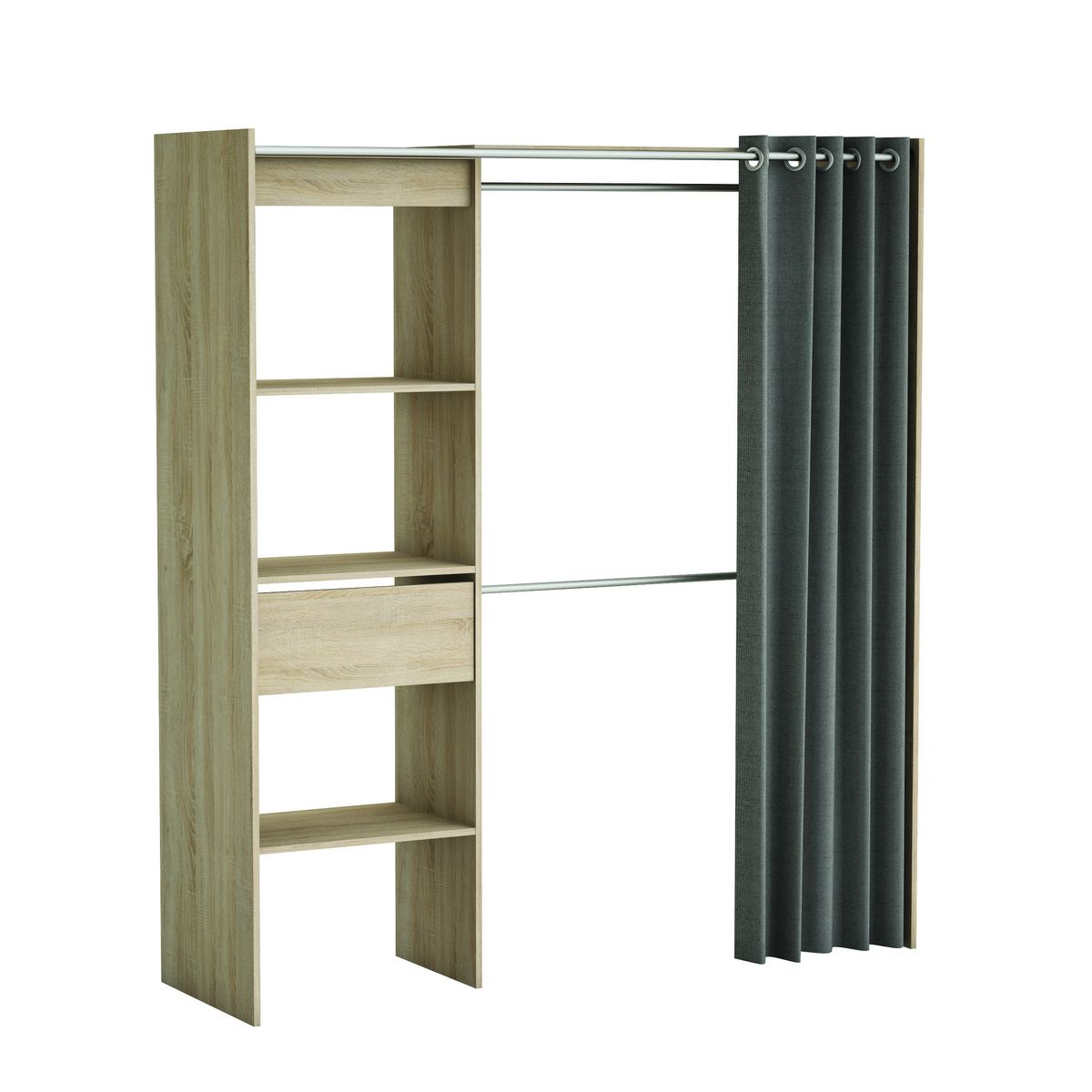 Kit dressing extensible CARGO,1 tiroir, L114-168xH187cm+ rideau