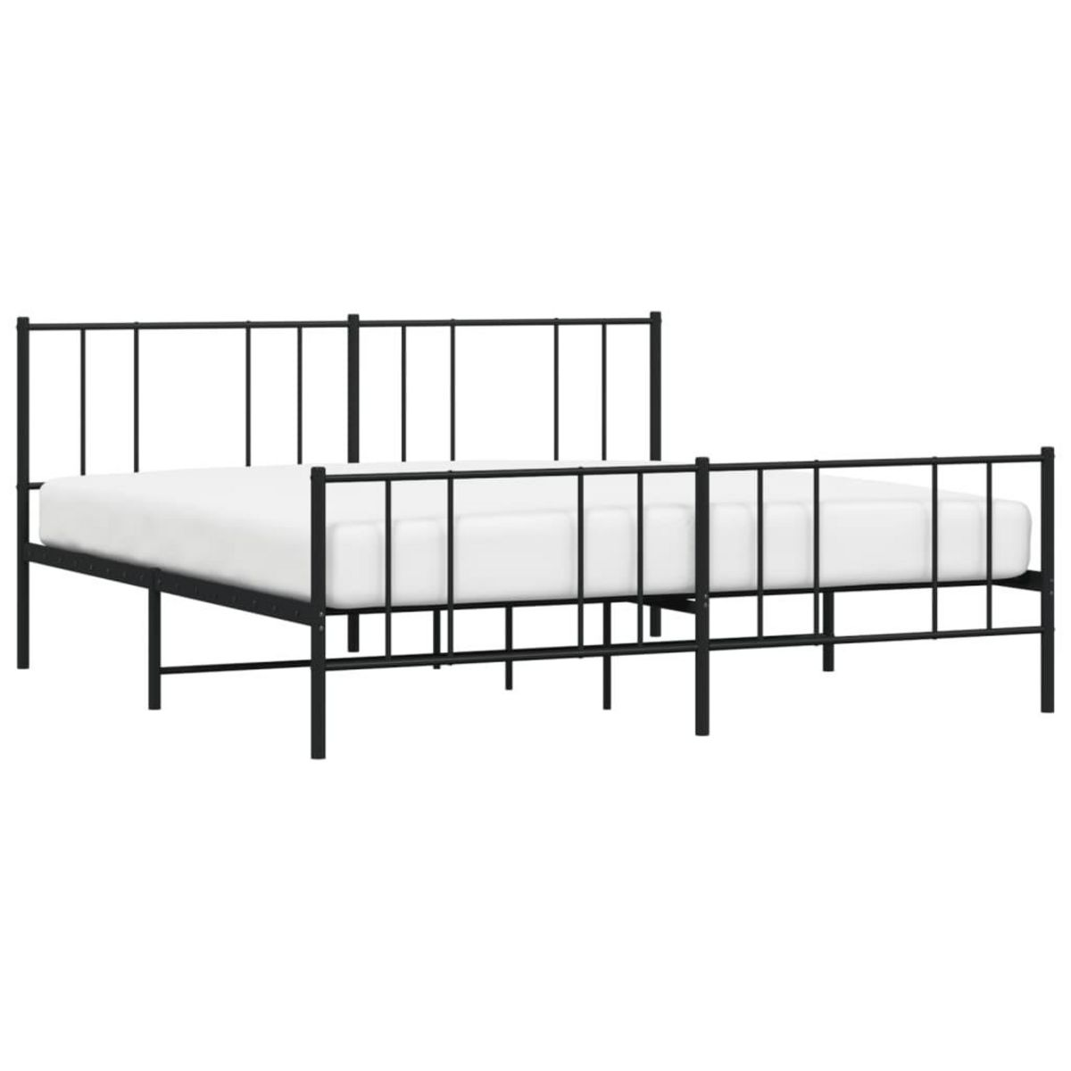 VIDAXL Cadre de lit metal sans matelas avec pied de lit noir 200x200cm